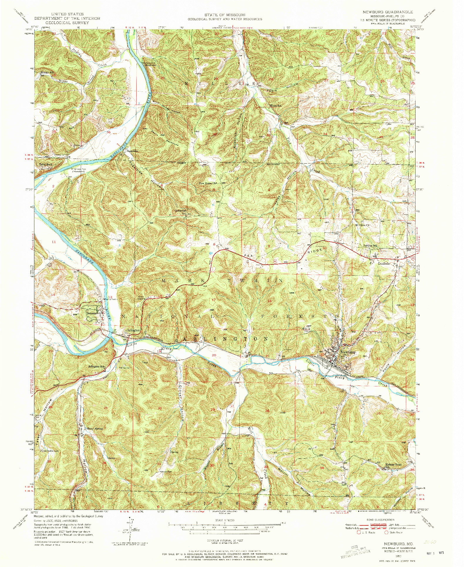 USGS 1:24000-SCALE QUADRANGLE FOR NEWBURG, MO 1950