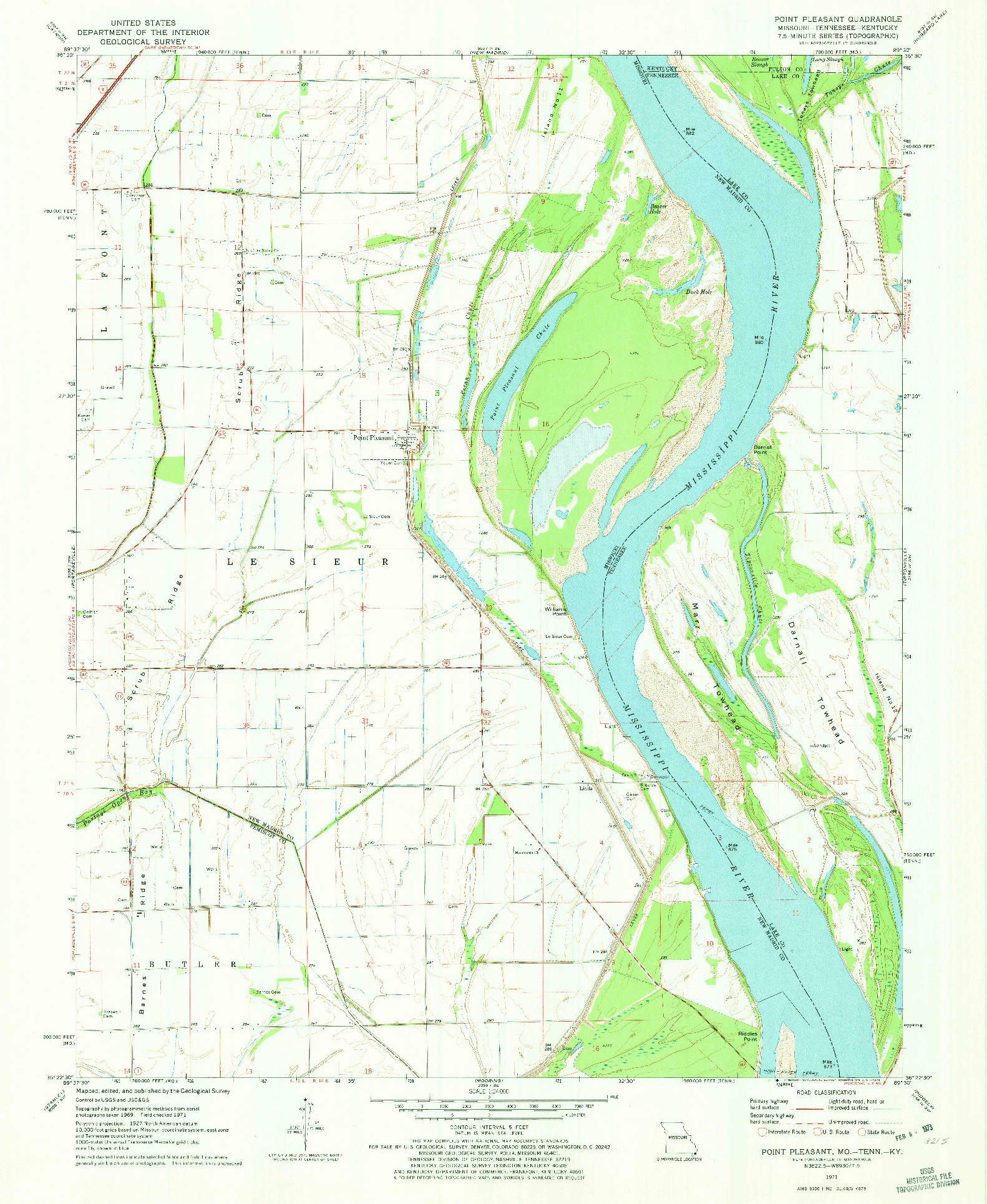 USGS 1:24000-SCALE QUADRANGLE FOR POINT PLEASANT, MO 1971