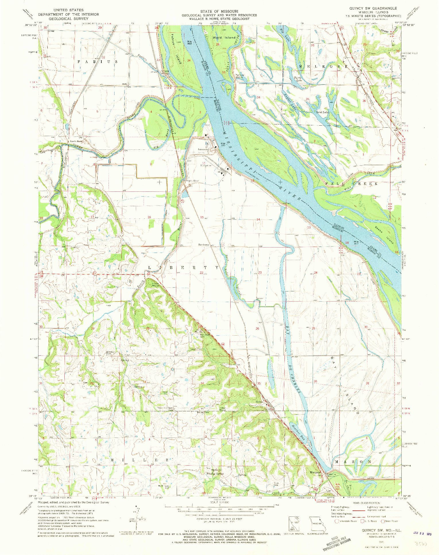 USGS 1:24000-SCALE QUADRANGLE FOR QUINCY SW, MO 1971
