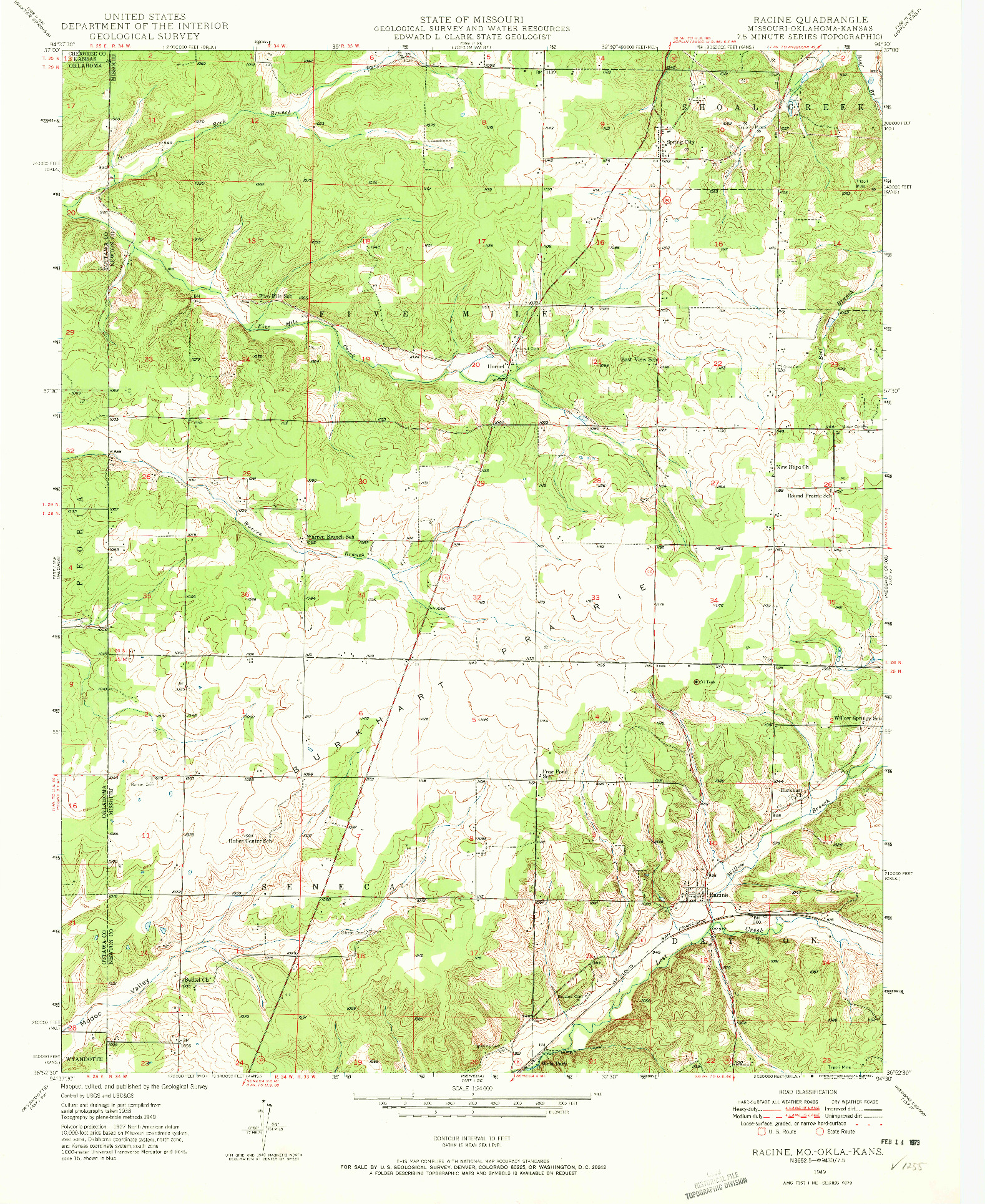 USGS 1:24000-SCALE QUADRANGLE FOR RACINE, MO 1949