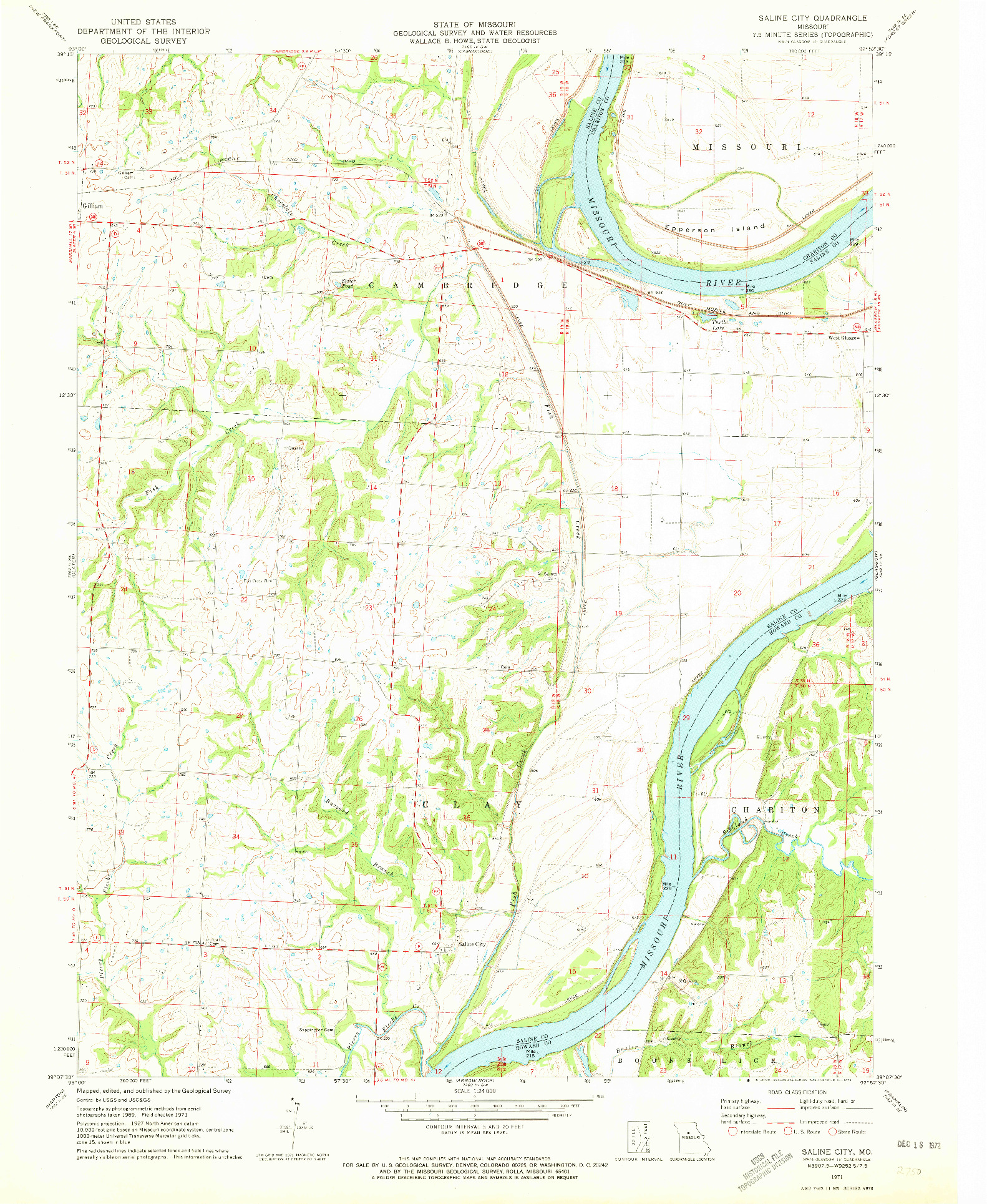 USGS 1:24000-SCALE QUADRANGLE FOR SALINE CITY, MO 1971