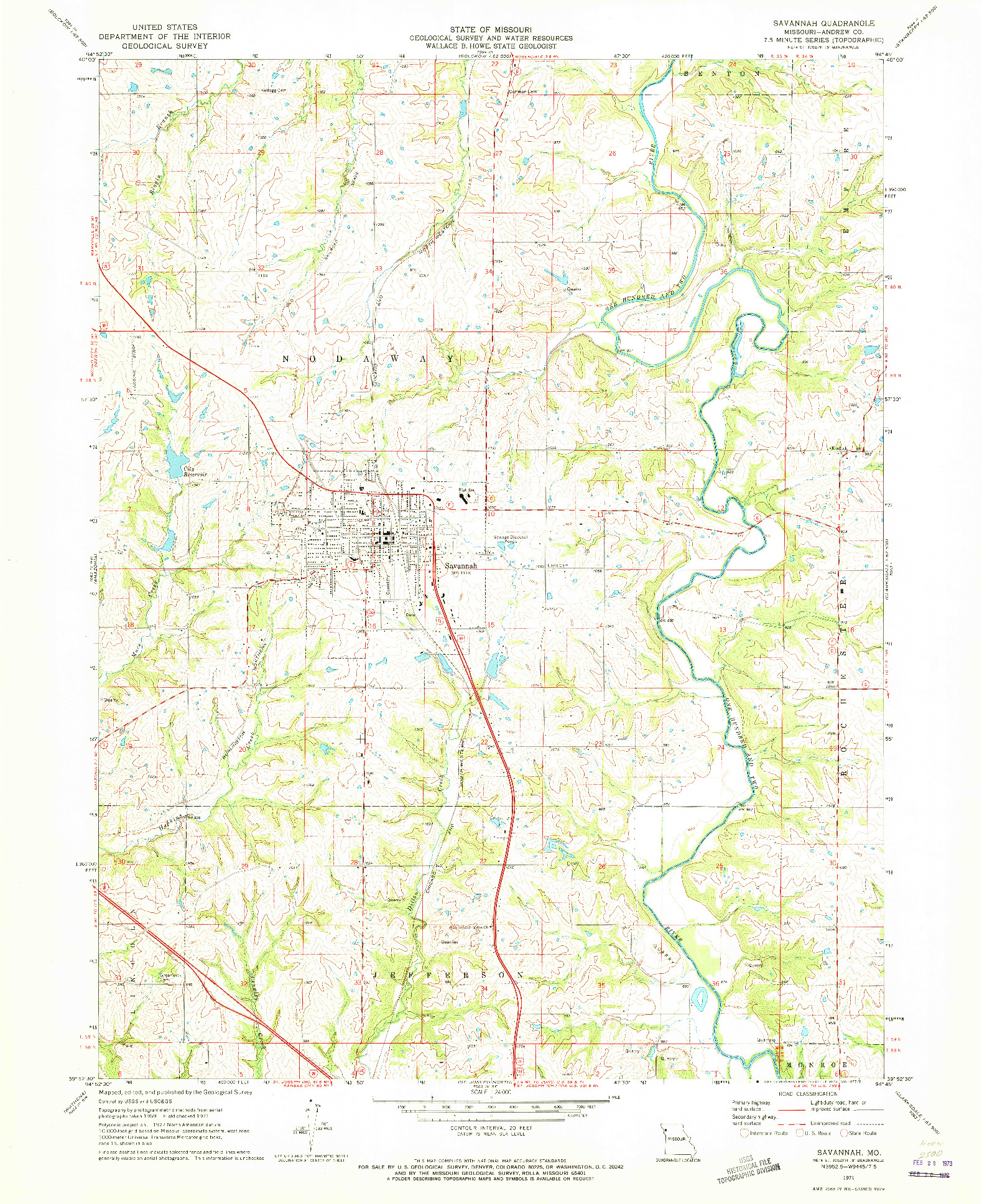 USGS 1:24000-SCALE QUADRANGLE FOR SAVANNAH, MO 1971