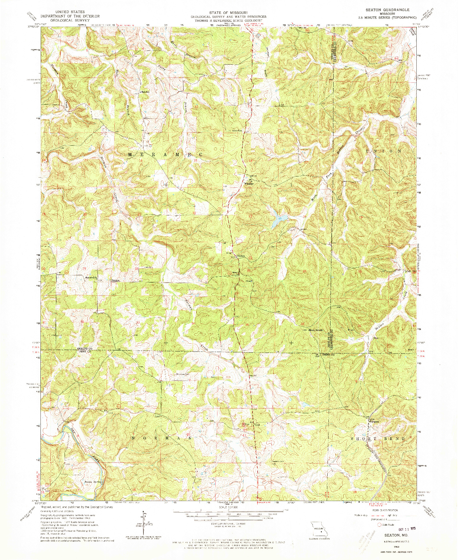 USGS 1:24000-SCALE QUADRANGLE FOR SEATON, MO 1963