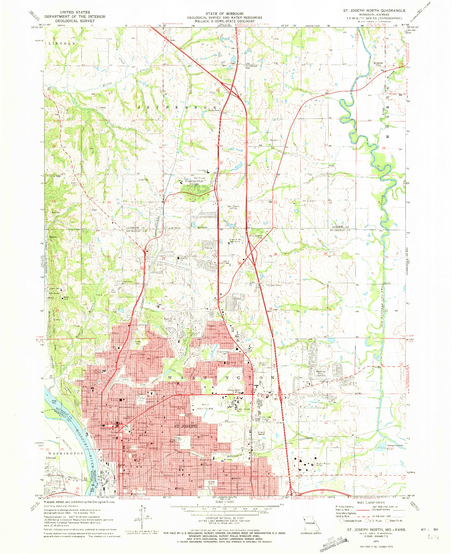 USGS 1:24000-SCALE QUADRANGLE FOR ST. JOSEPH NORTH, MO 1971