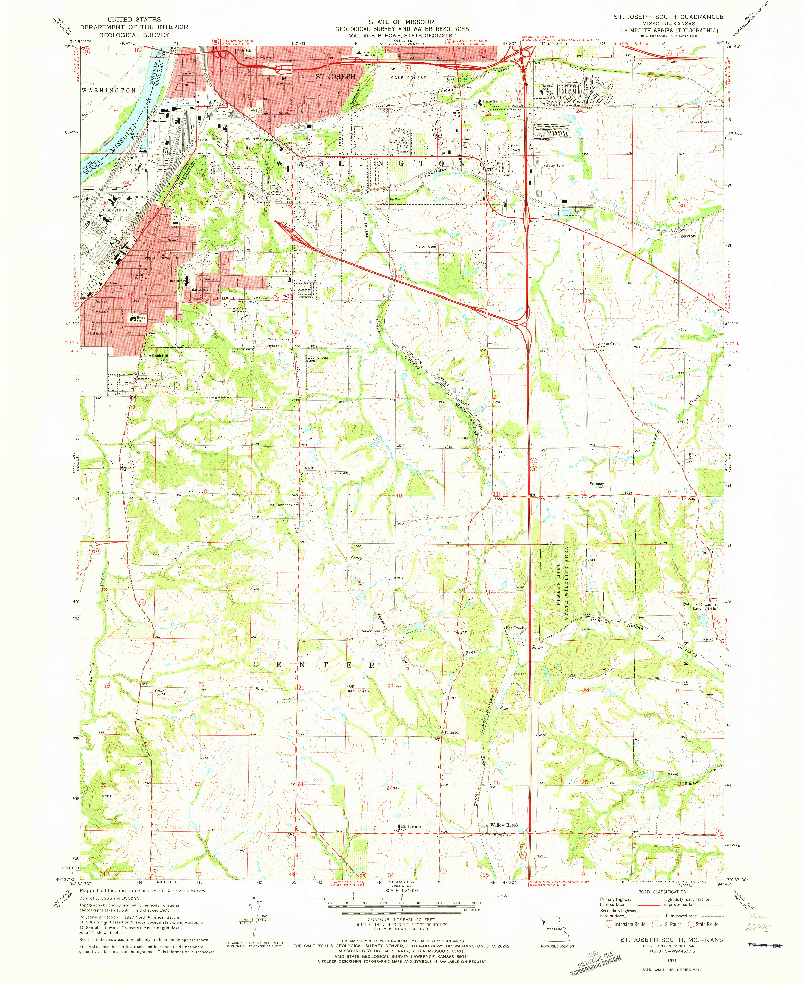 USGS 1:24000-SCALE QUADRANGLE FOR ST. JOSEPH SOUTH, MO 1971