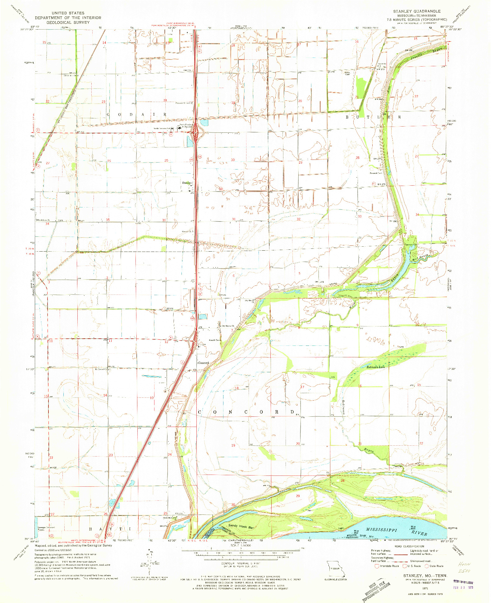 USGS 1:24000-SCALE QUADRANGLE FOR STANLEY, MO 1971