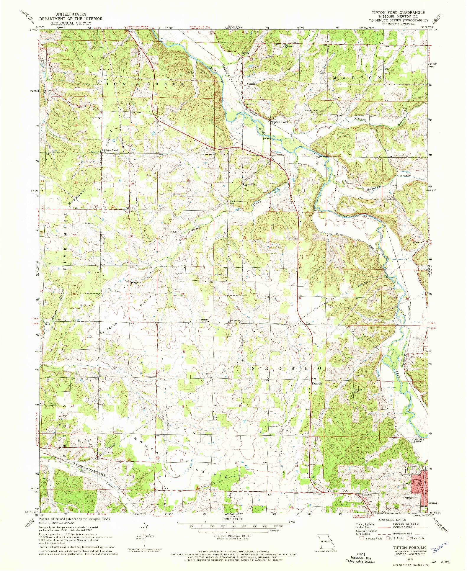 USGS 1:24000-SCALE QUADRANGLE FOR TIPTON FORD, MO 1972