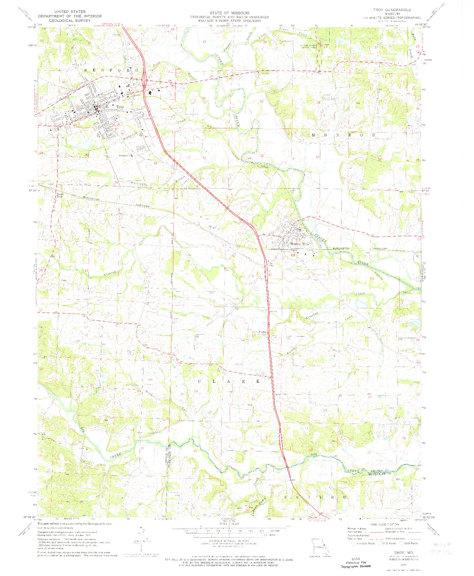 USGS 1:24000-SCALE QUADRANGLE FOR TROY, MO 1972