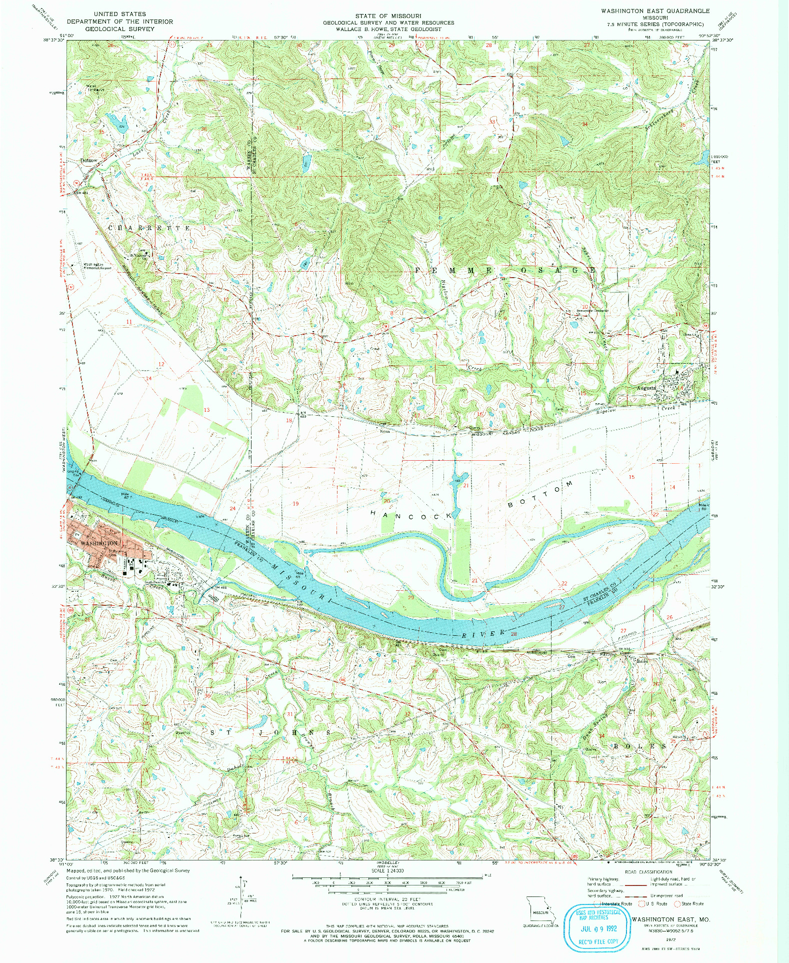 USGS 1:24000-SCALE QUADRANGLE FOR WASHINGTON EAST, MO 1972