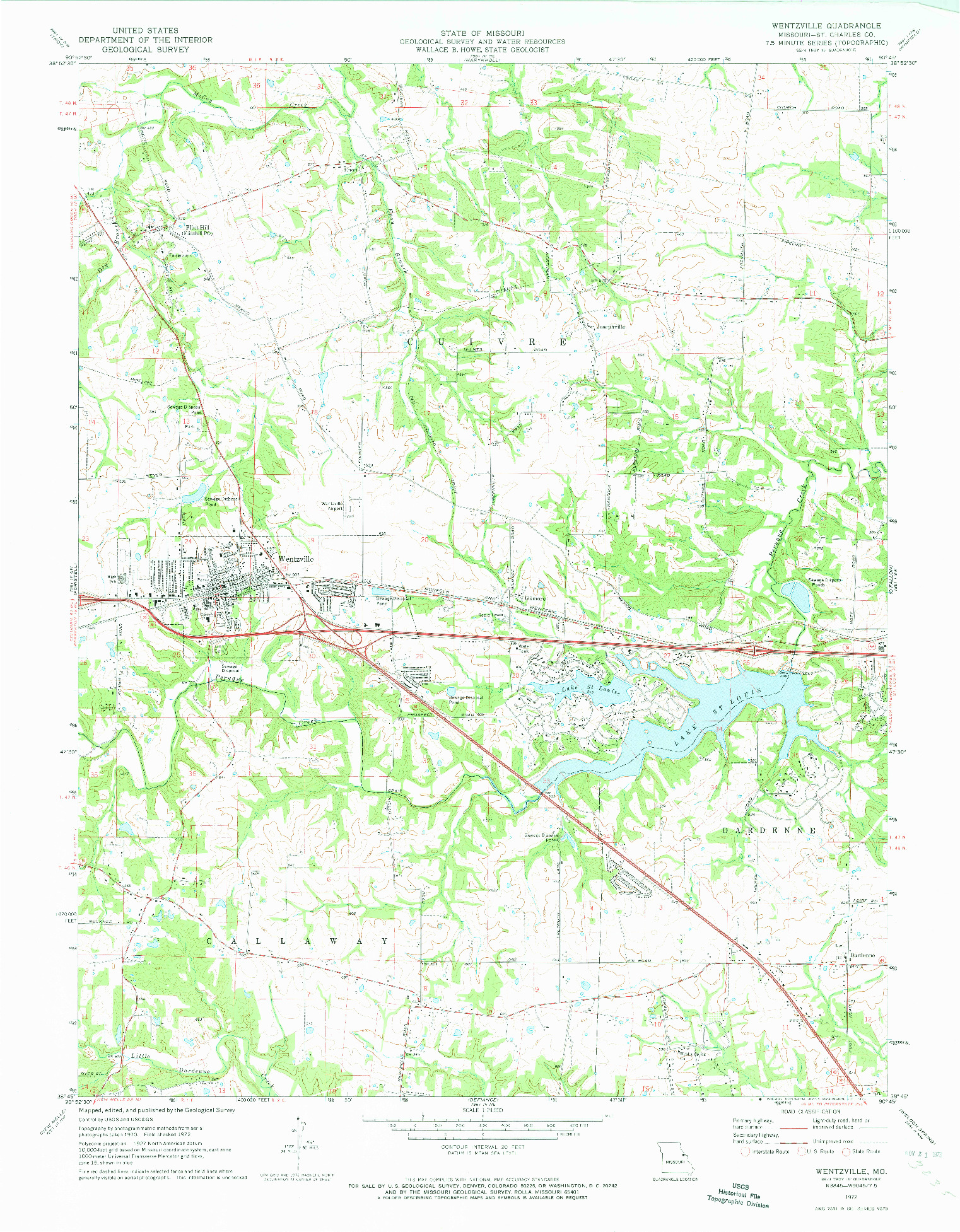 USGS 1:24000-SCALE QUADRANGLE FOR WENTZVILLE, MO 1972