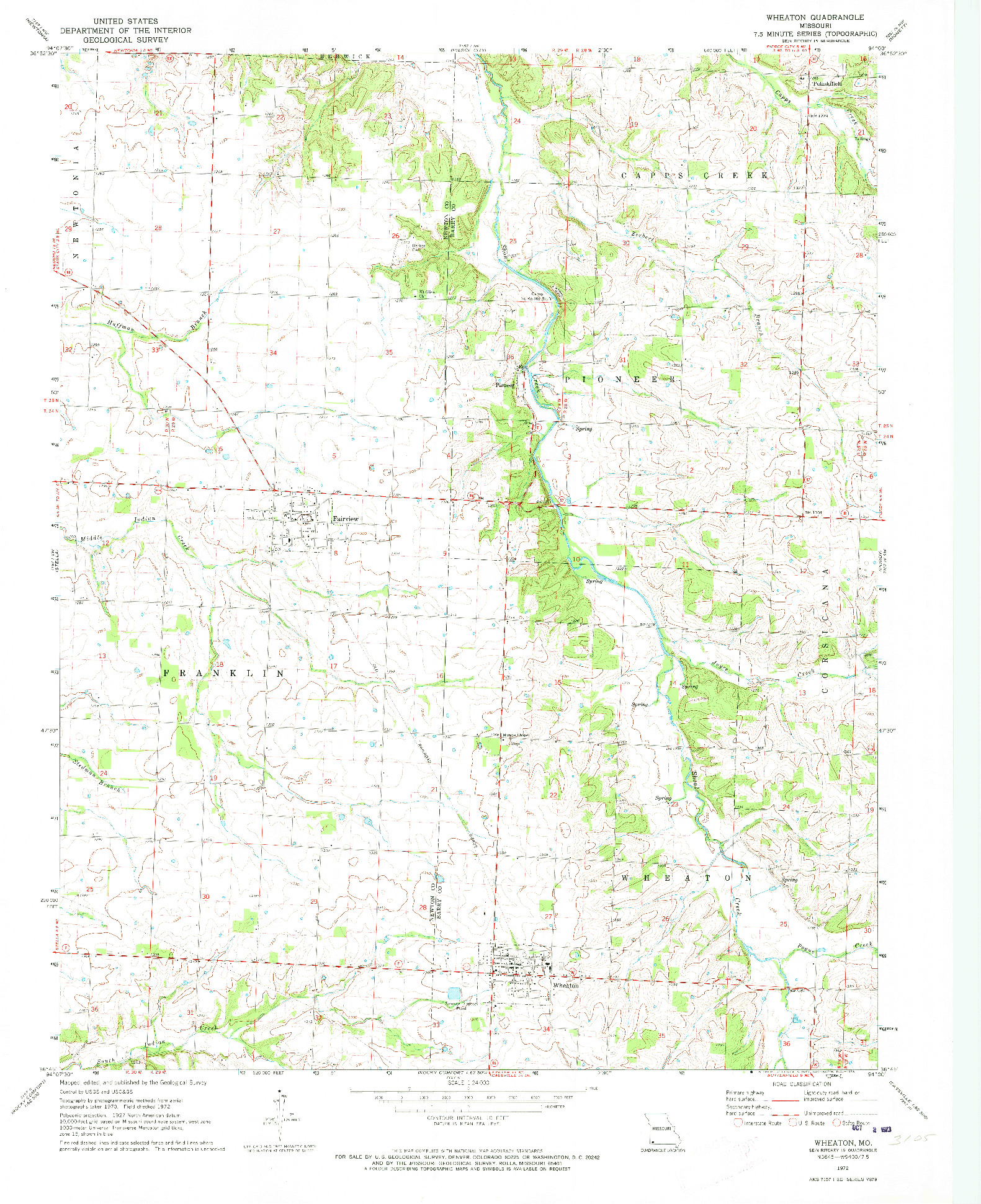 USGS 1:24000-SCALE QUADRANGLE FOR WHEATON, MO 1972