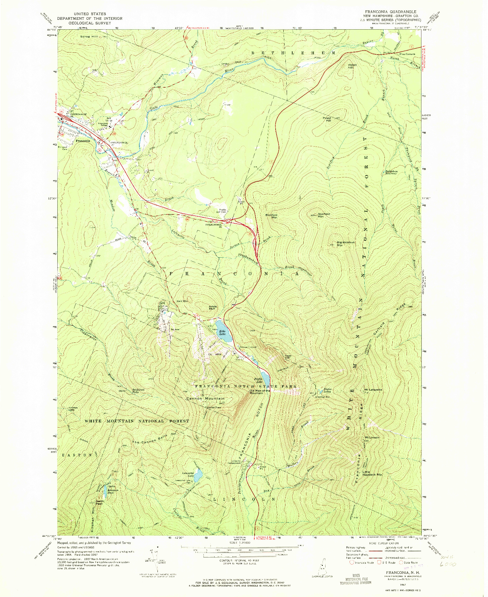 USGS 1:24000-SCALE QUADRANGLE FOR FRANCONIA, NH 1967