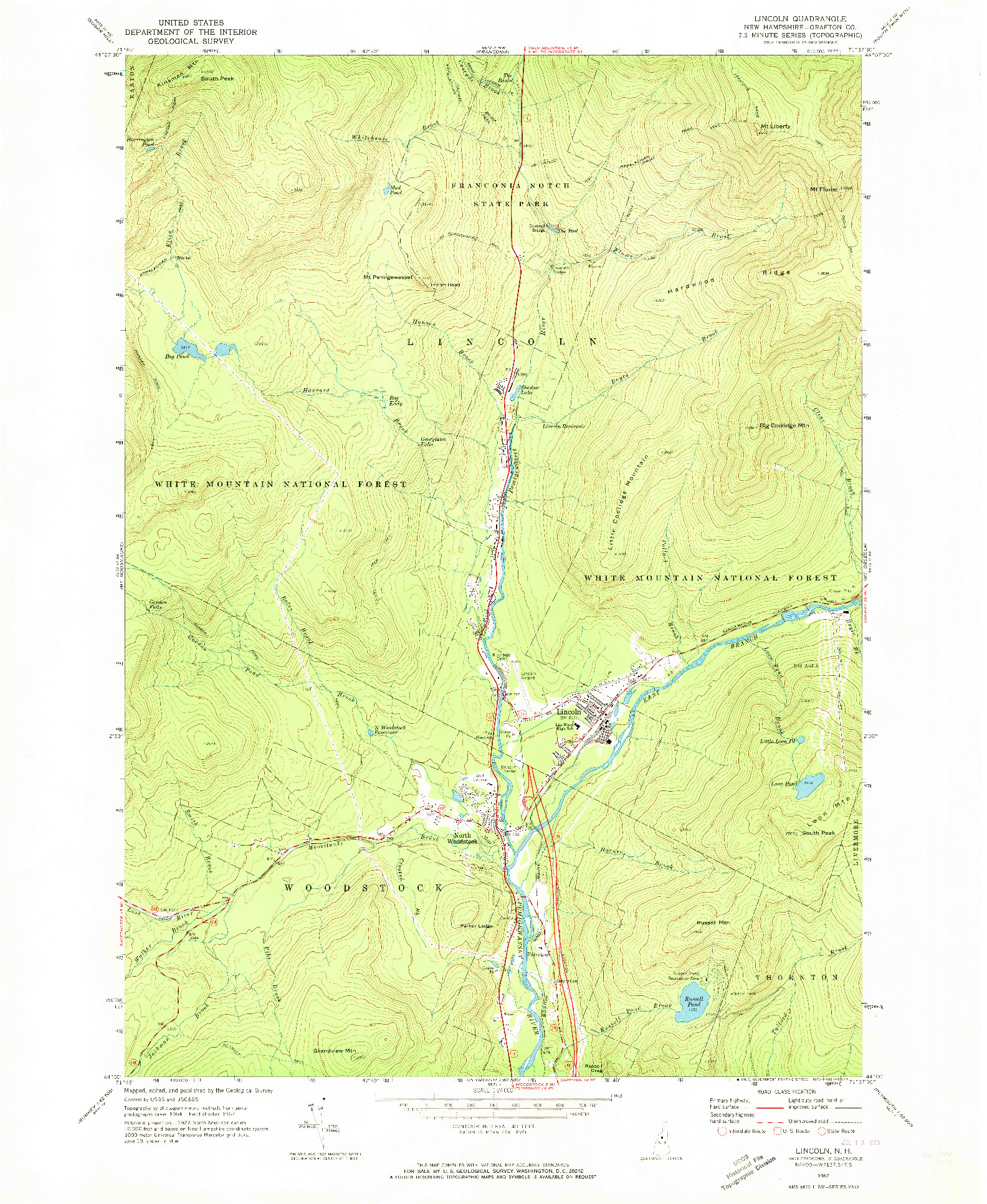 USGS 1:24000-SCALE QUADRANGLE FOR LINCOLN, NH 1967