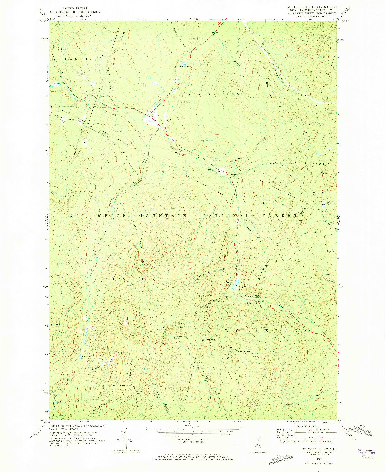 USGS 1:24000-SCALE QUADRANGLE FOR MT MOOSILAUKE, NH 1967