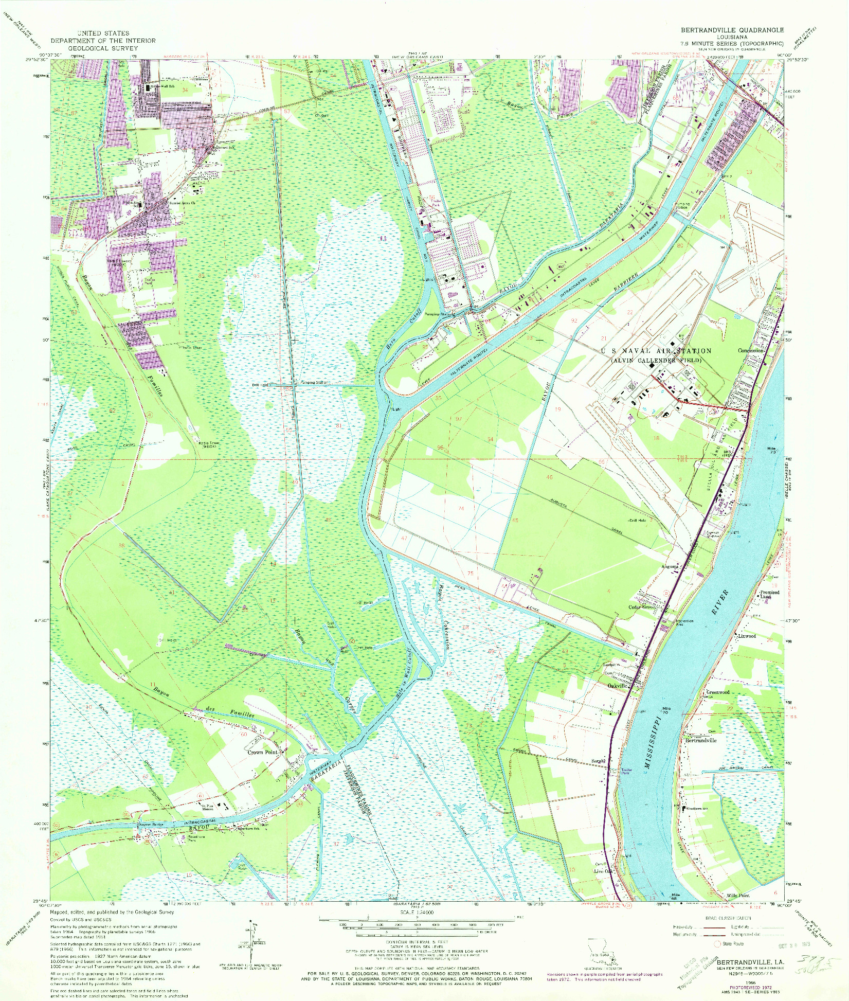 USGS 1:24000-SCALE QUADRANGLE FOR BERTRANDVILLE, LA 1966