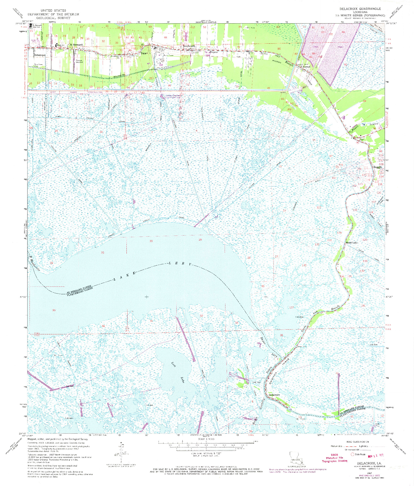 USGS 1:24000-SCALE QUADRANGLE FOR DELACROIX, LA 1967