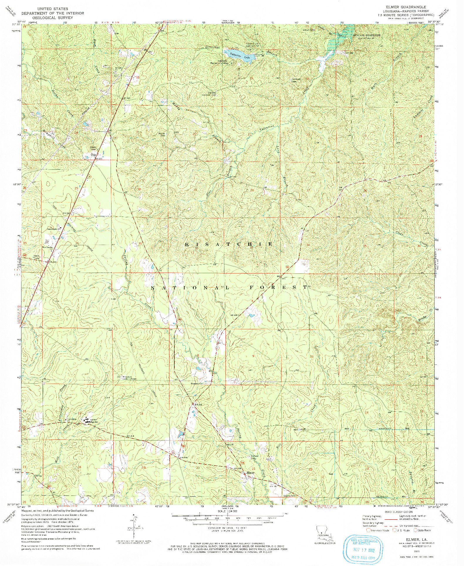 USGS 1:24000-SCALE QUADRANGLE FOR ELMER, LA 1971