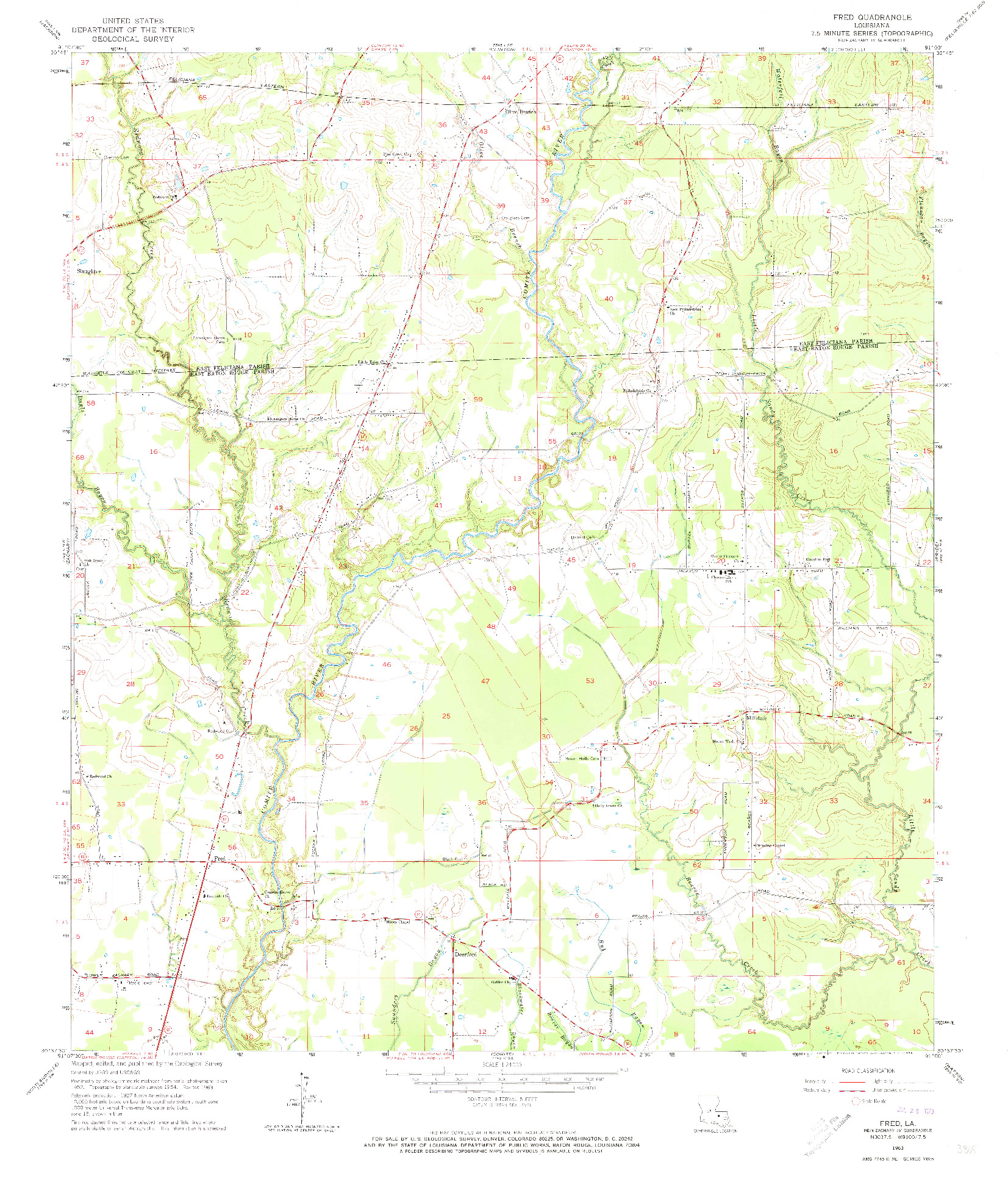 USGS 1:24000-SCALE QUADRANGLE FOR FRED, LA 1963