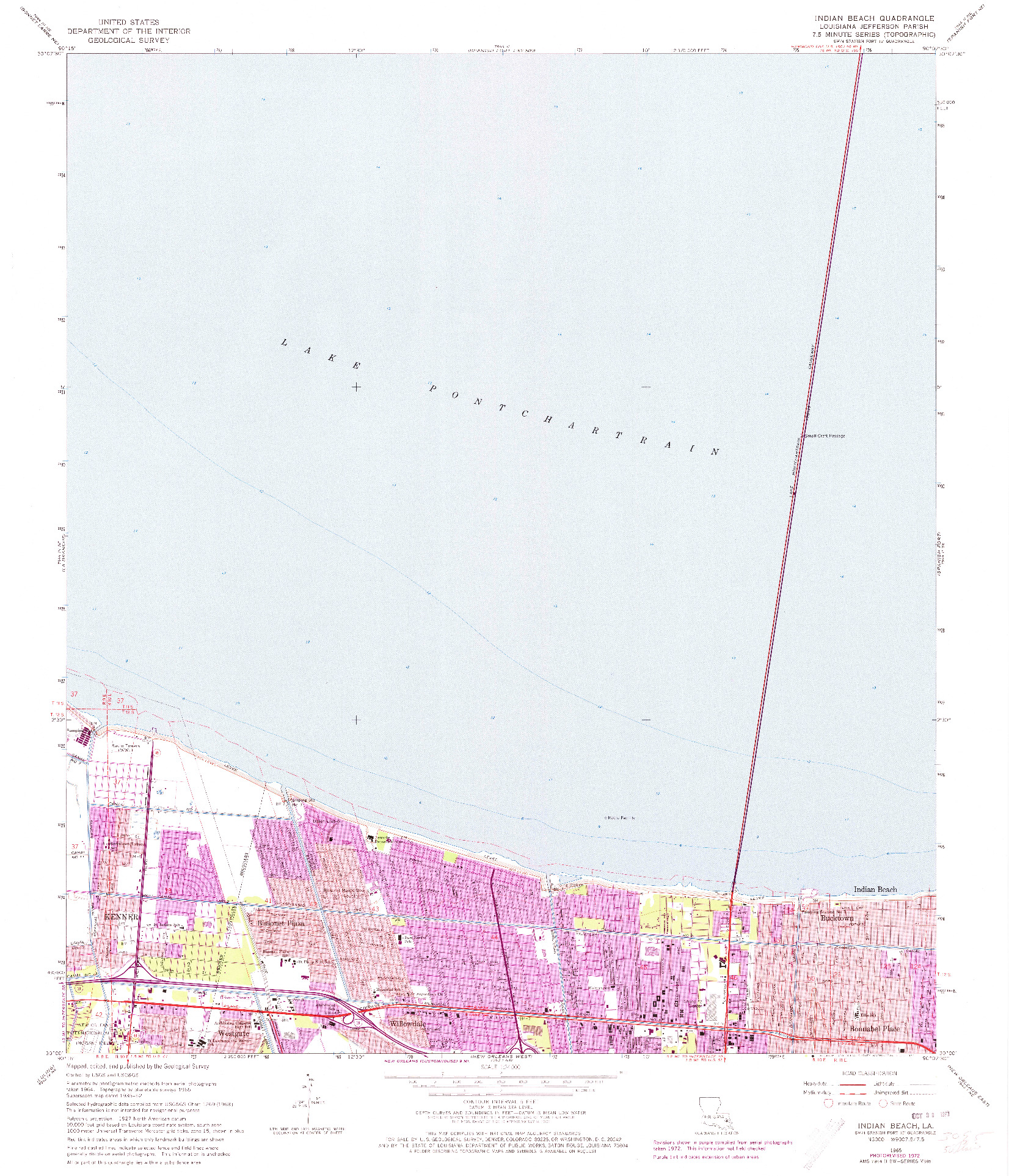 USGS 1:24000-SCALE QUADRANGLE FOR INDIAN BEACH, LA 1965