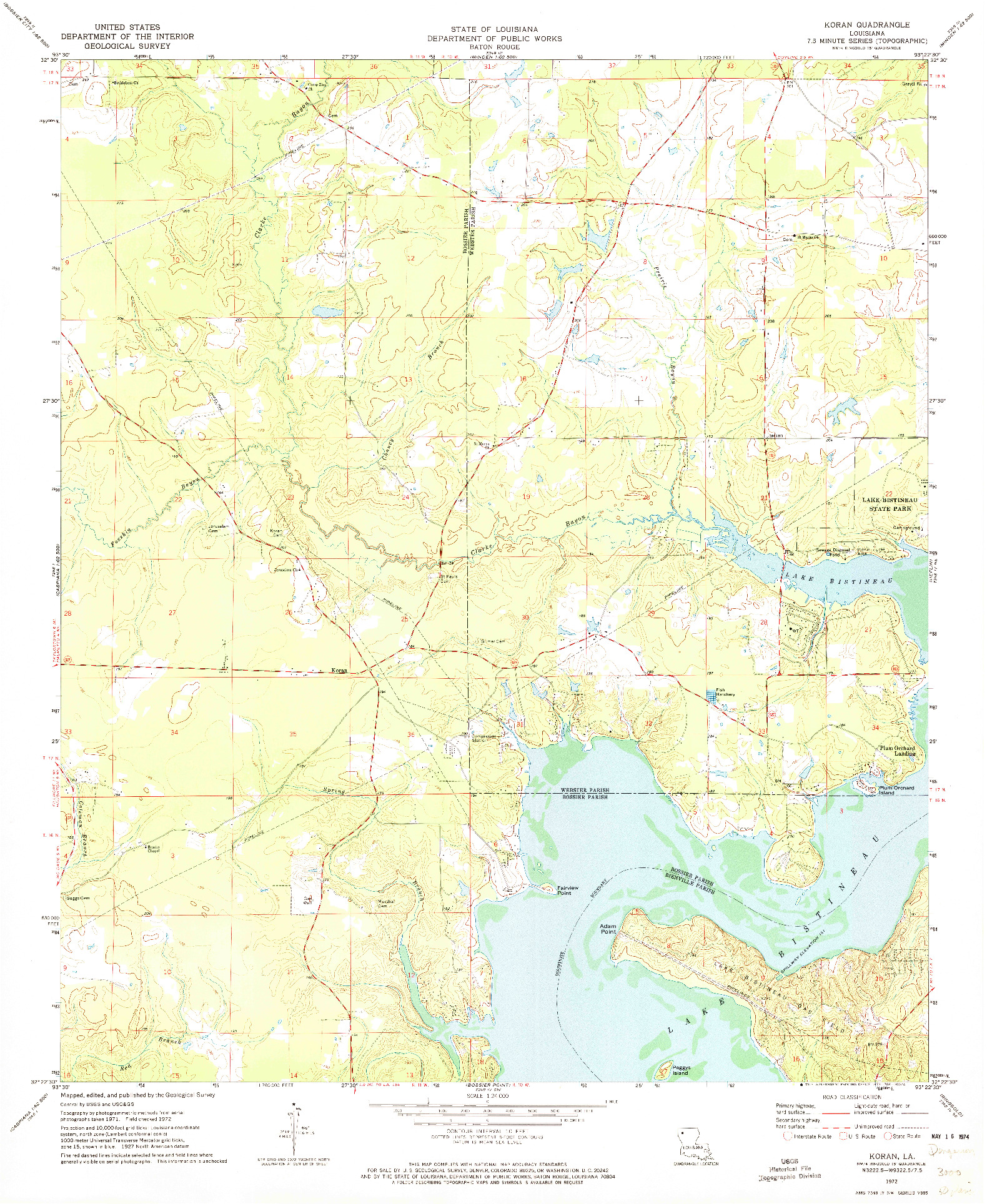 USGS 1:24000-SCALE QUADRANGLE FOR KORAN, LA 1972