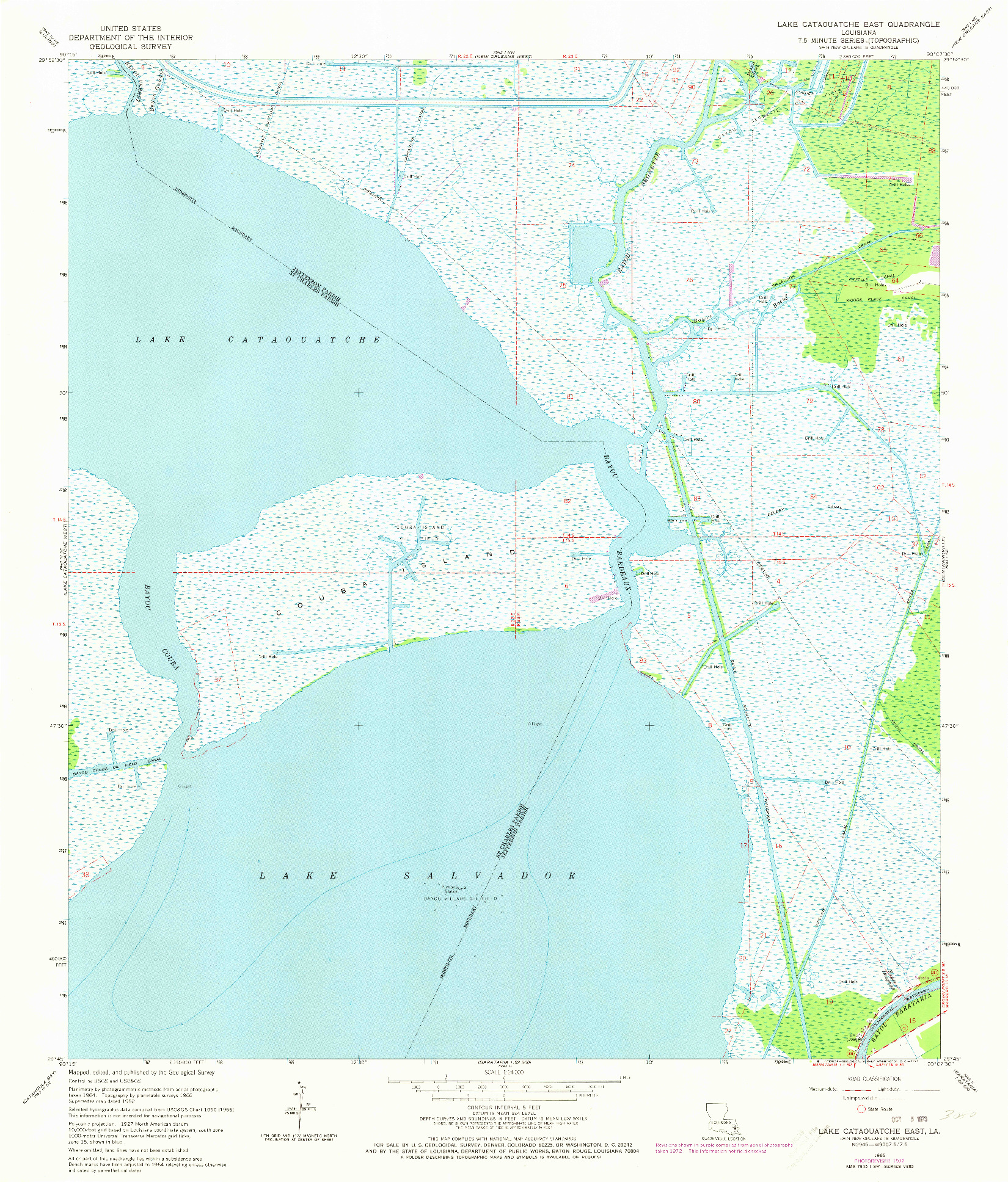 USGS 1:24000-SCALE QUADRANGLE FOR LAKE CATAOUATCHE EAST, LA 1966