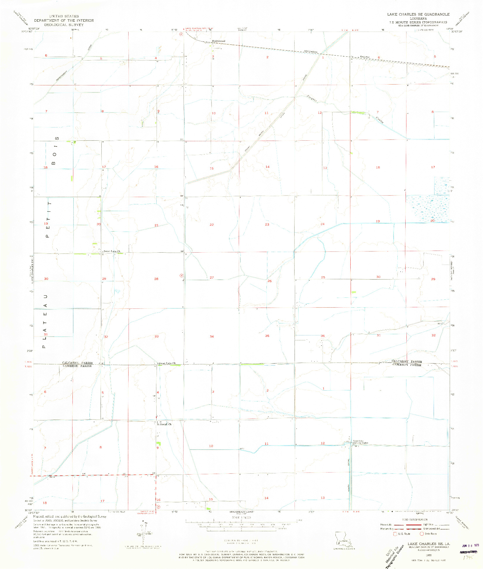 USGS 1:24000-SCALE QUADRANGLE FOR LAKE CHARLES SE, LA 1955