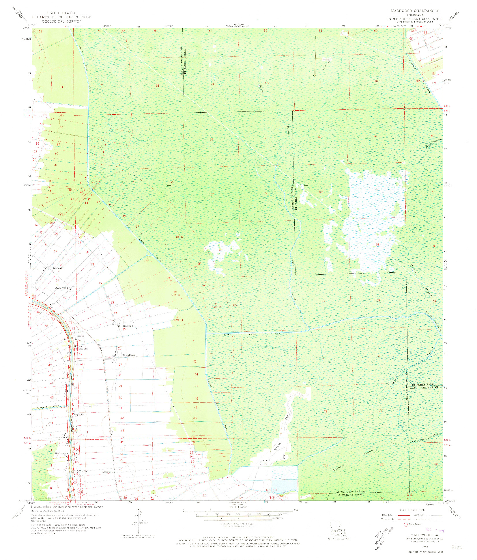 USGS 1:24000-SCALE QUADRANGLE FOR MADEWOOD, LA 1962