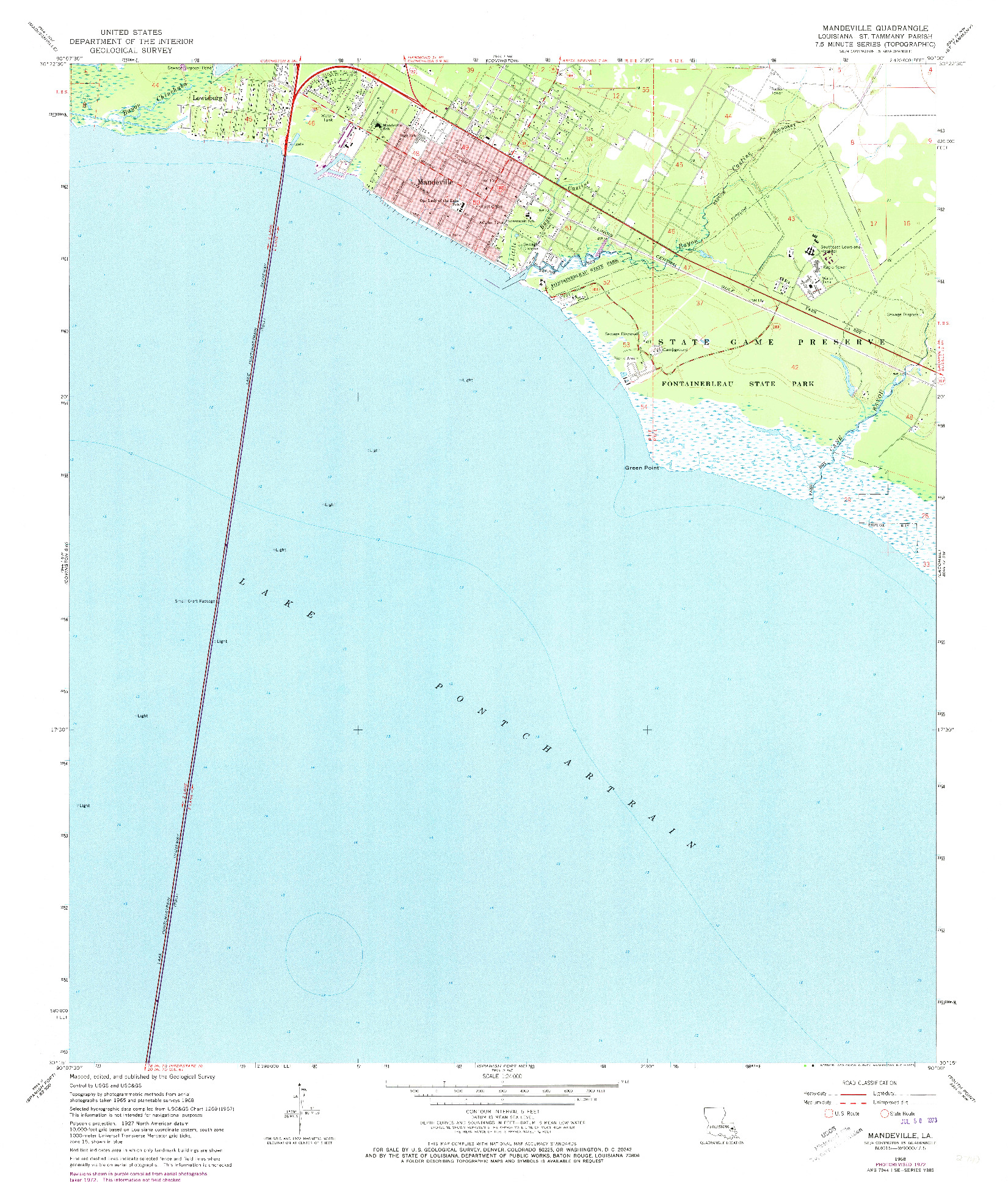 USGS 1:24000-SCALE QUADRANGLE FOR MANDEVILLE, LA 1968