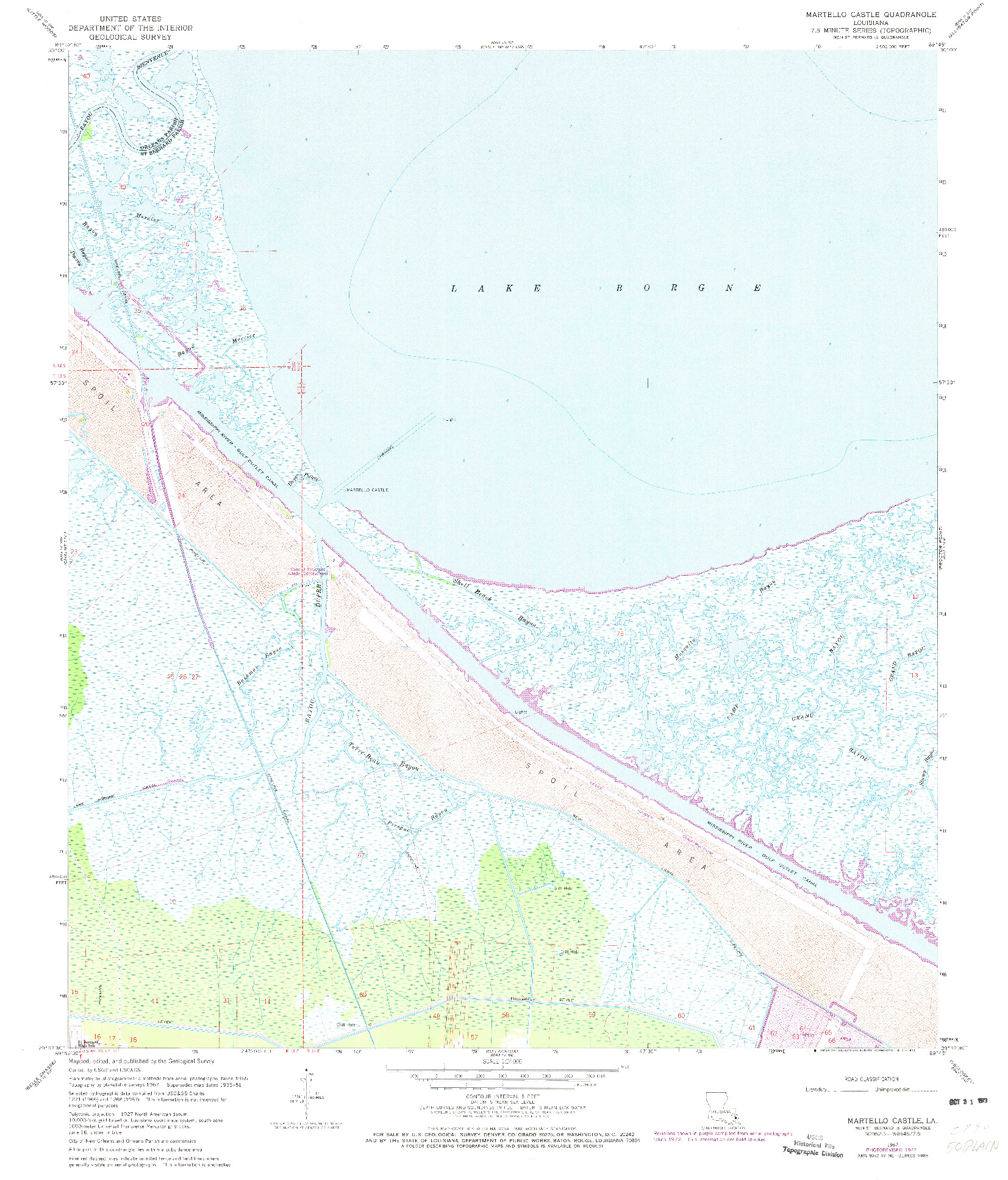 USGS 1:24000-SCALE QUADRANGLE FOR MARTELLO CASTLE, LA 1967