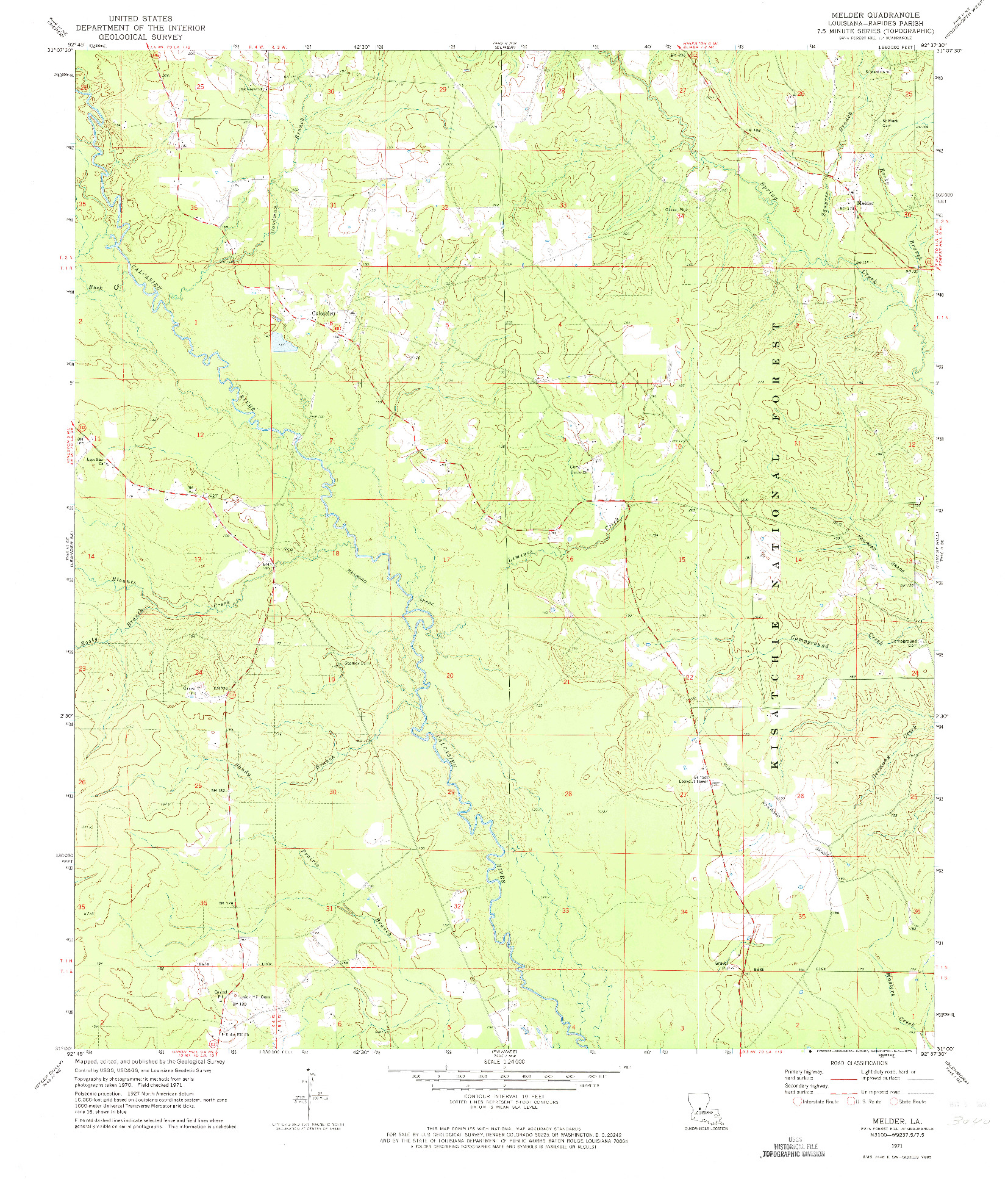 USGS 1:24000-SCALE QUADRANGLE FOR MELDER, LA 1971