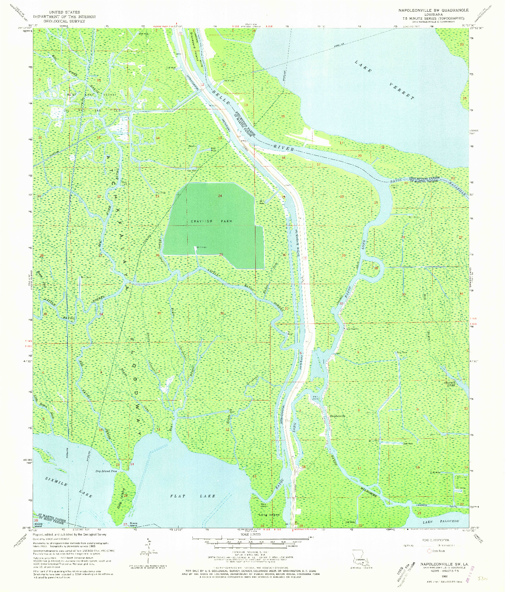 USGS 1:24000-SCALE QUADRANGLE FOR NAPOLEONVILLE SW, LA 1966