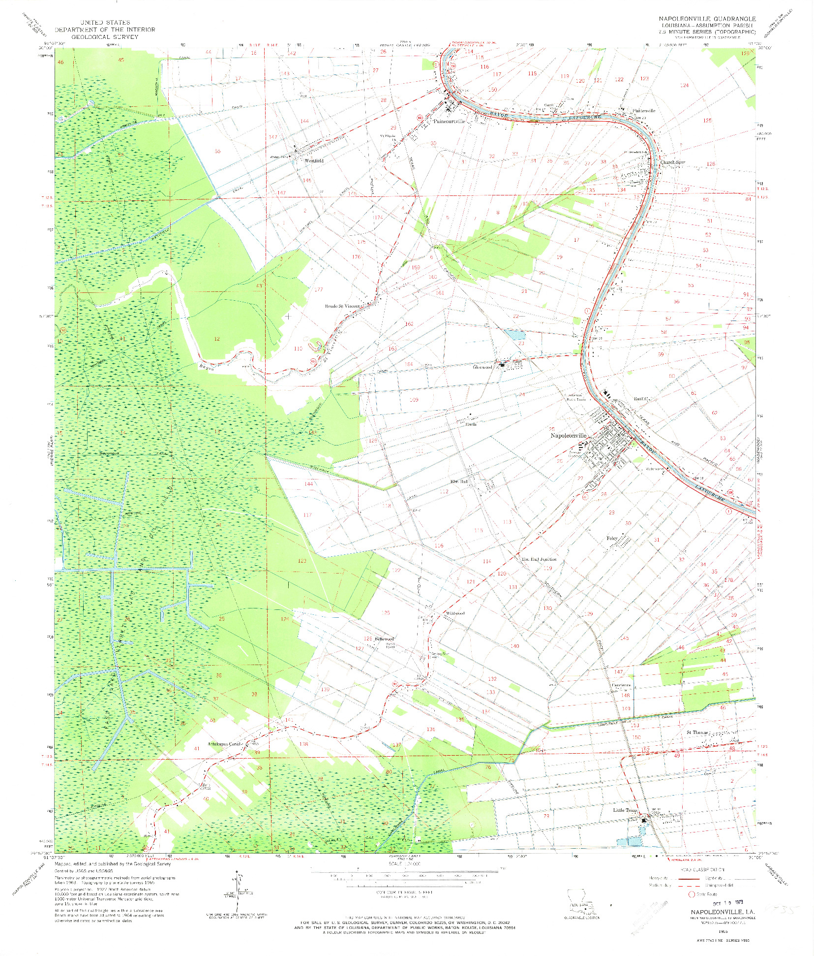 USGS 1:24000-SCALE QUADRANGLE FOR NAPOLEONVILLE, LA 1965