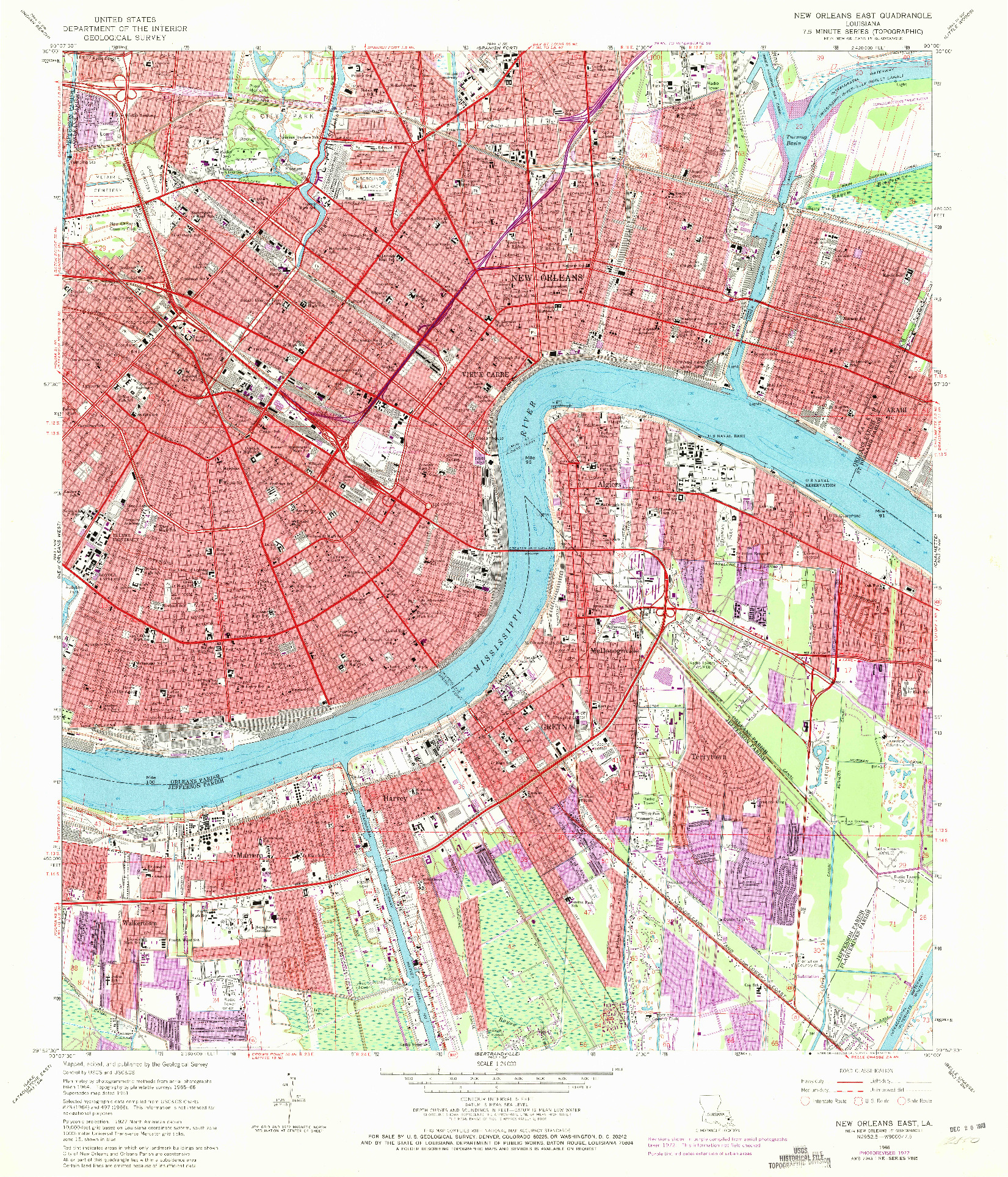 USGS 1:24000-SCALE QUADRANGLE FOR NEW ORLEANS EAST, LA 1966