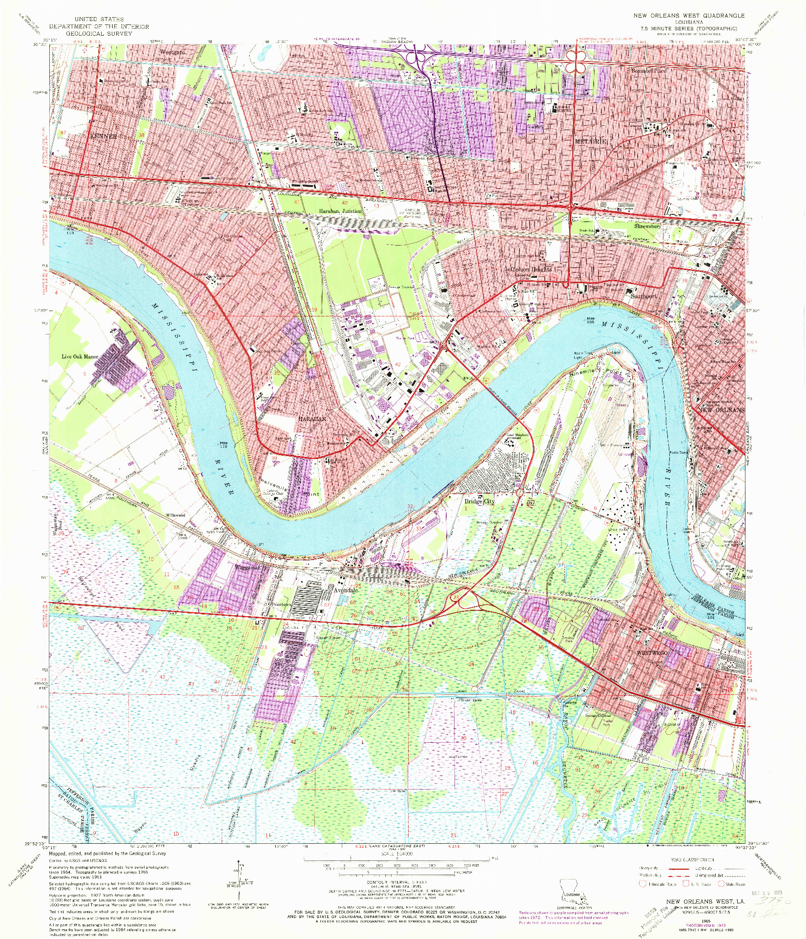 USGS 1:24000-SCALE QUADRANGLE FOR NEW ORLEANS WEST, LA 1965