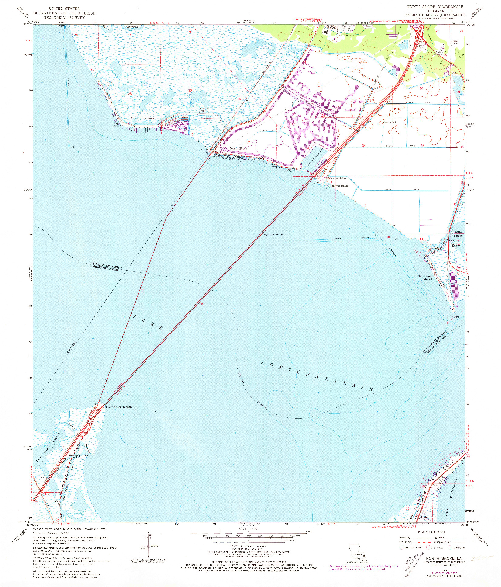 USGS 1:24000-SCALE QUADRANGLE FOR NORTH SHORE, LA 1967