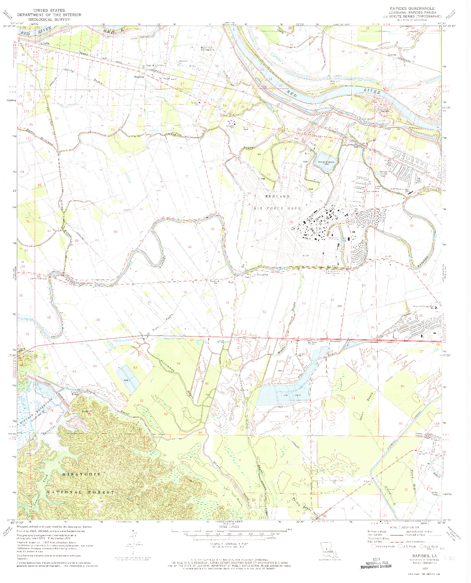 USGS 1:24000-SCALE QUADRANGLE FOR RAPIDES, LA 1972