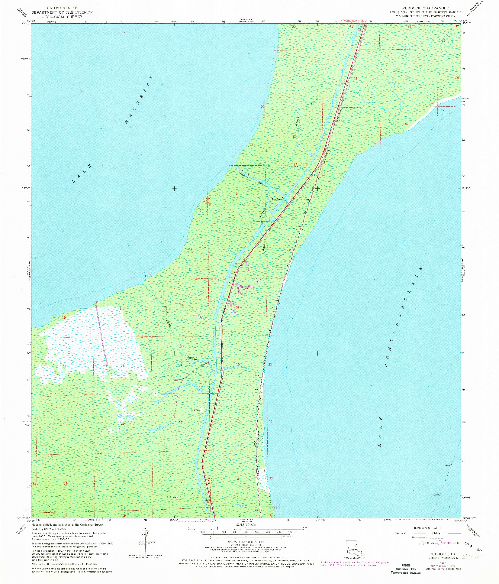 USGS 1:24000-SCALE QUADRANGLE FOR RUDDOCK, LA 1967