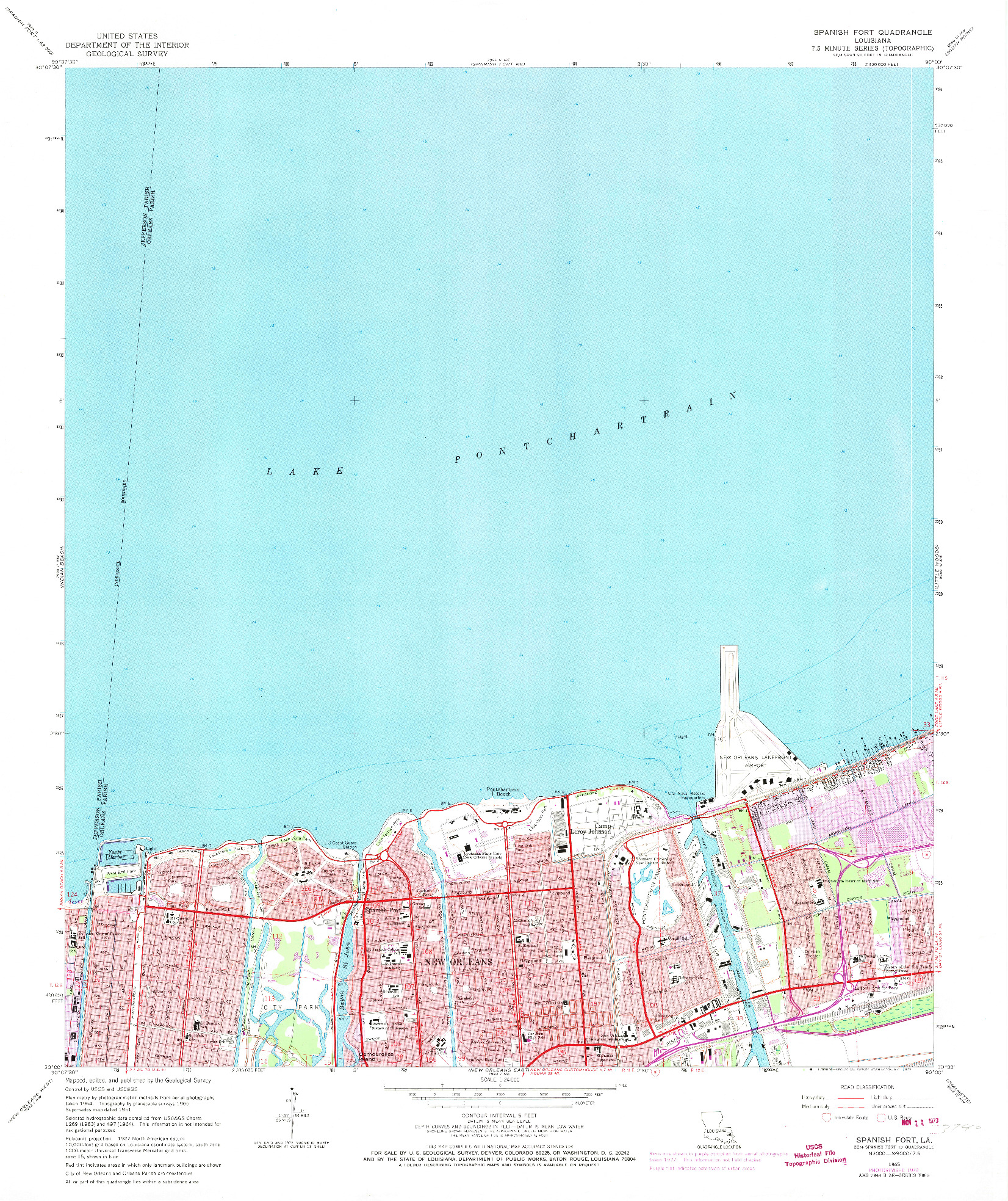 USGS 1:24000-SCALE QUADRANGLE FOR SPANISH FORT, LA 1965