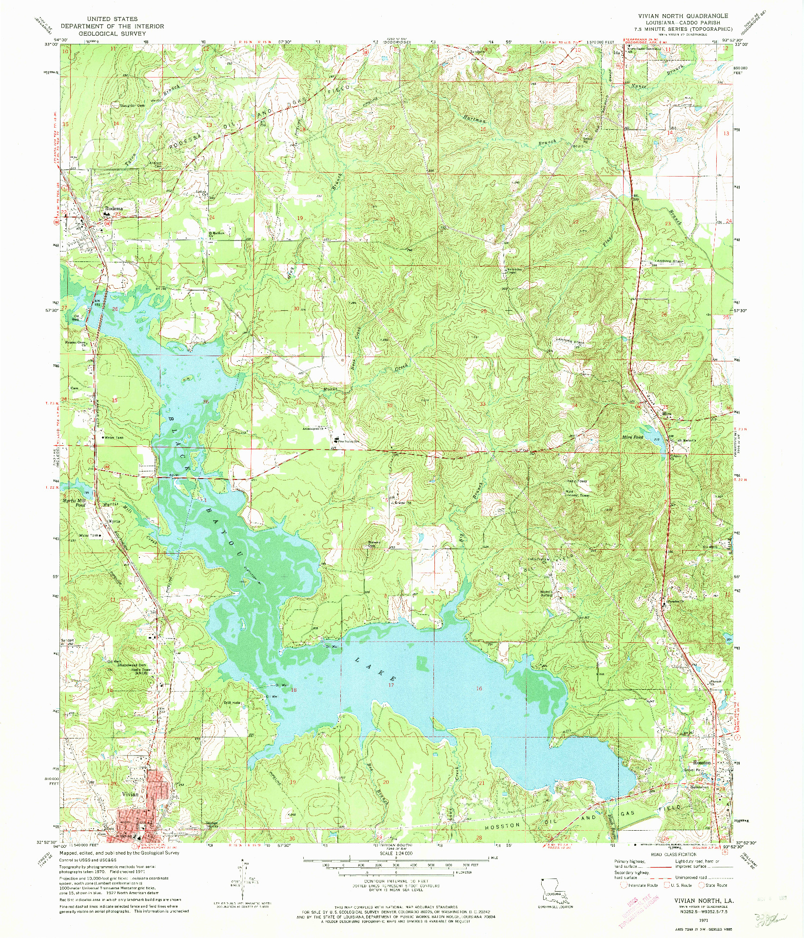 USGS 1:24000-SCALE QUADRANGLE FOR VIVIAN NORTH, LA 1971
