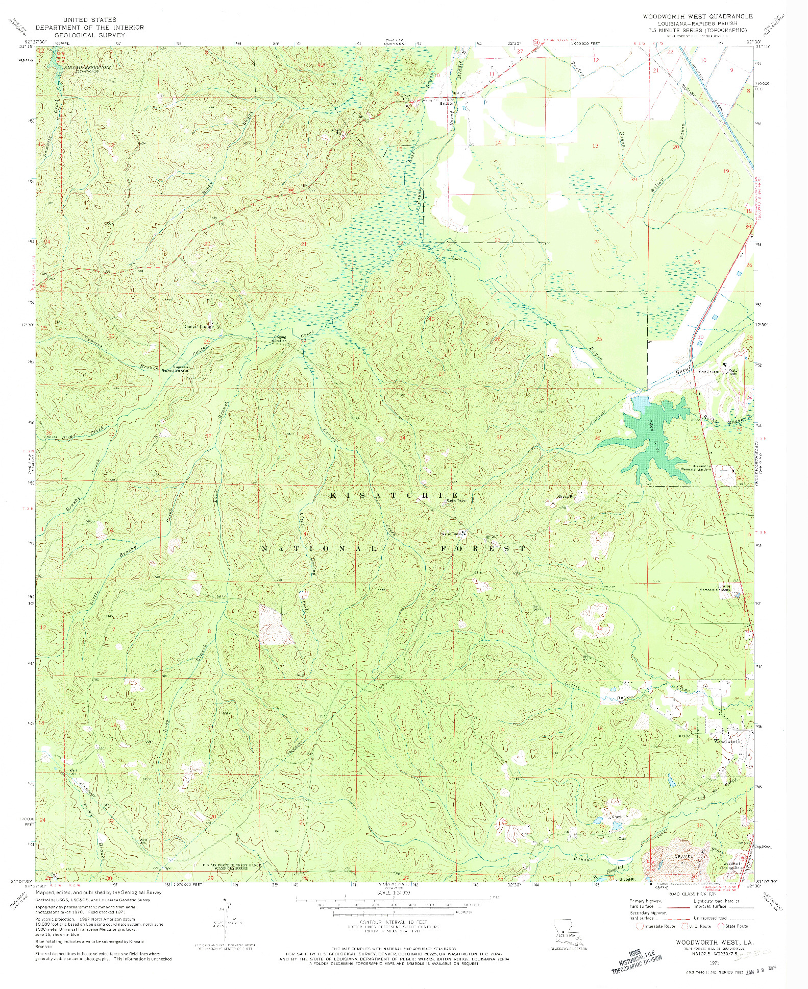 USGS 1:24000-SCALE QUADRANGLE FOR WOODWORTH WEST, LA 1971