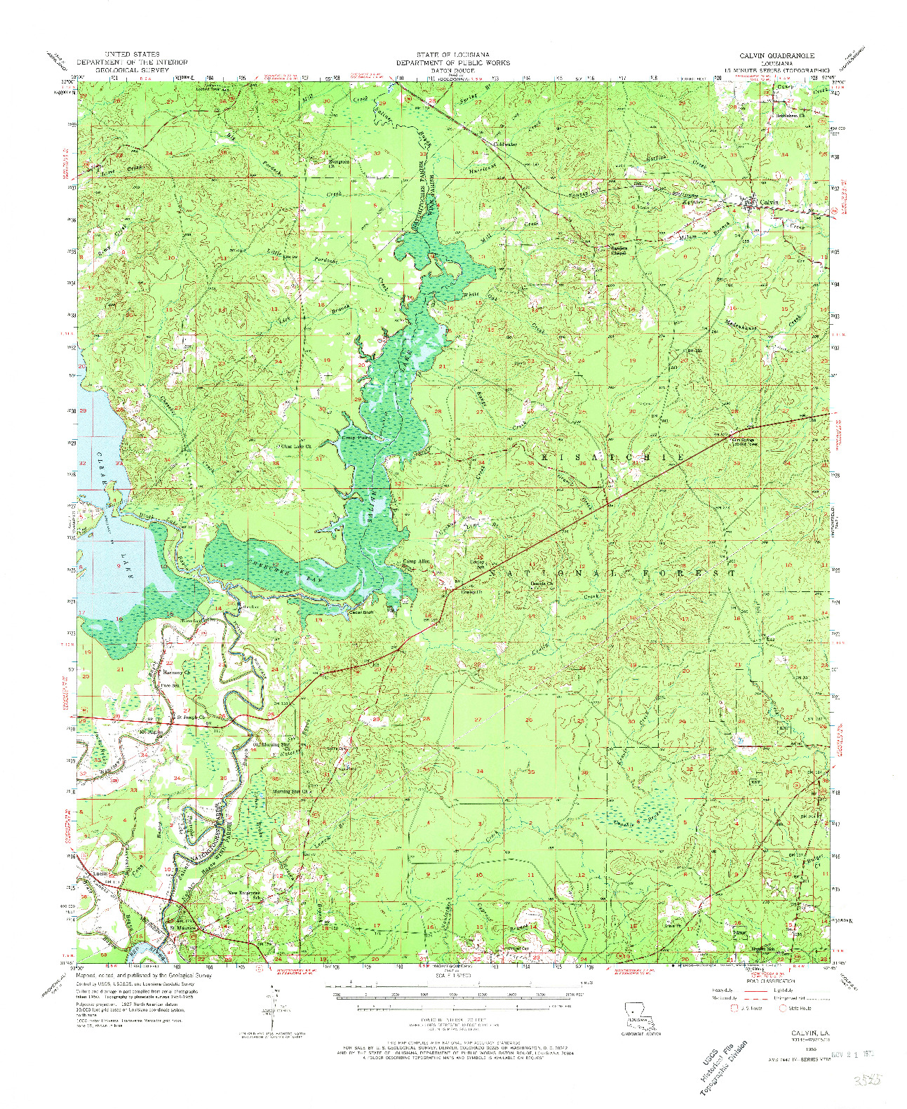 USGS 1:62500-SCALE QUADRANGLE FOR CALVIN, LA 1955