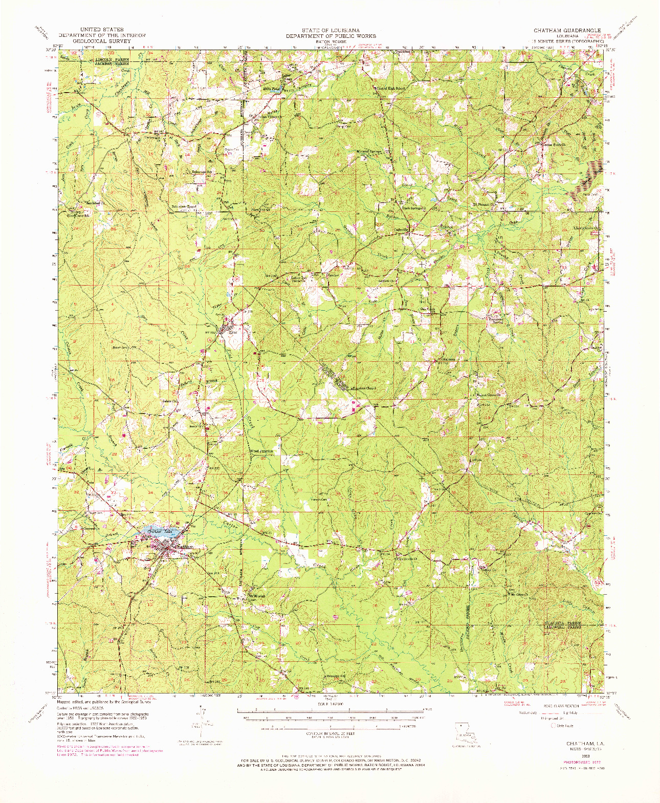 USGS 1:62500-SCALE QUADRANGLE FOR CHATHAM, LA 1953
