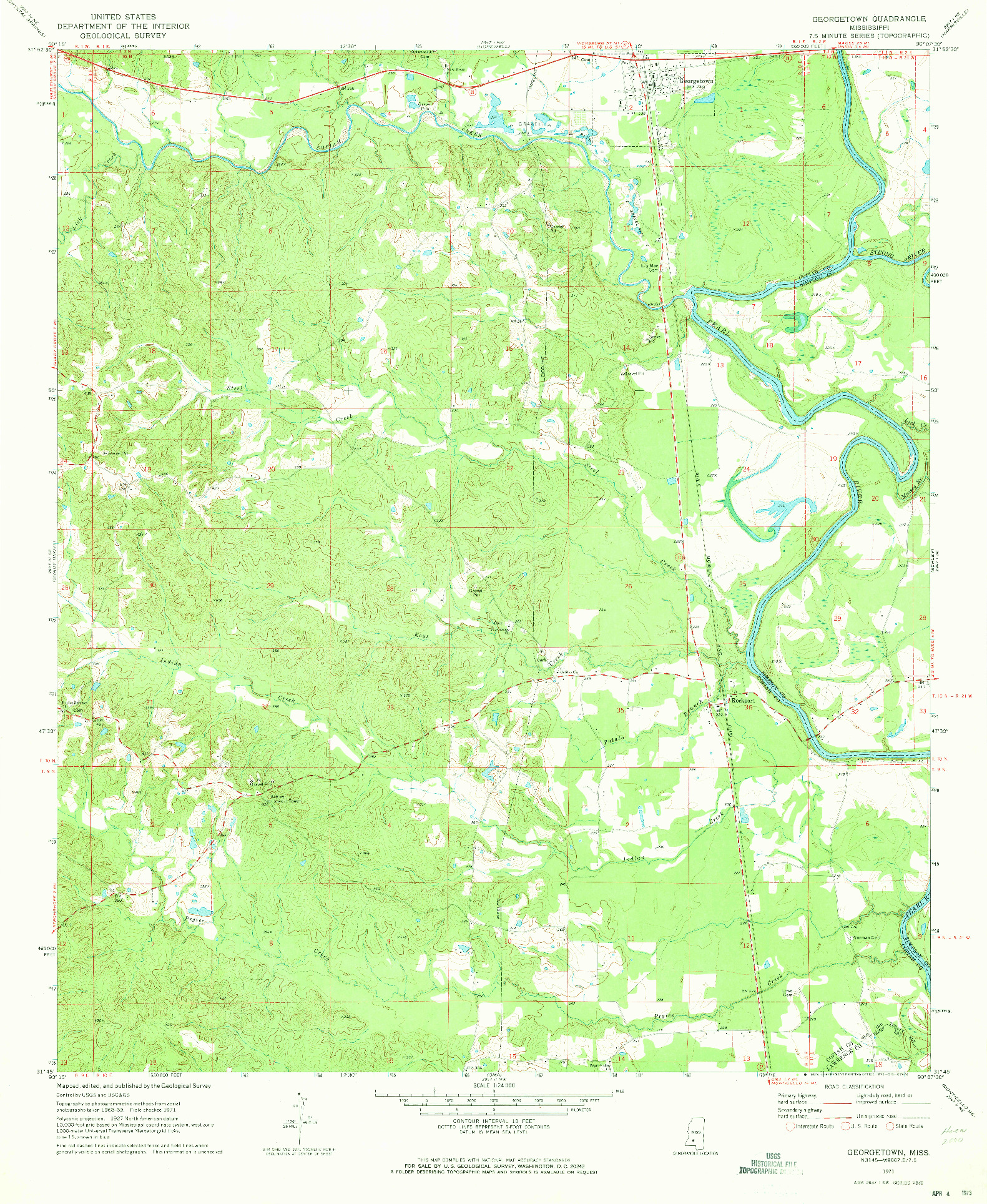 USGS 1:24000-SCALE QUADRANGLE FOR GEORGETOWN, MS 1971