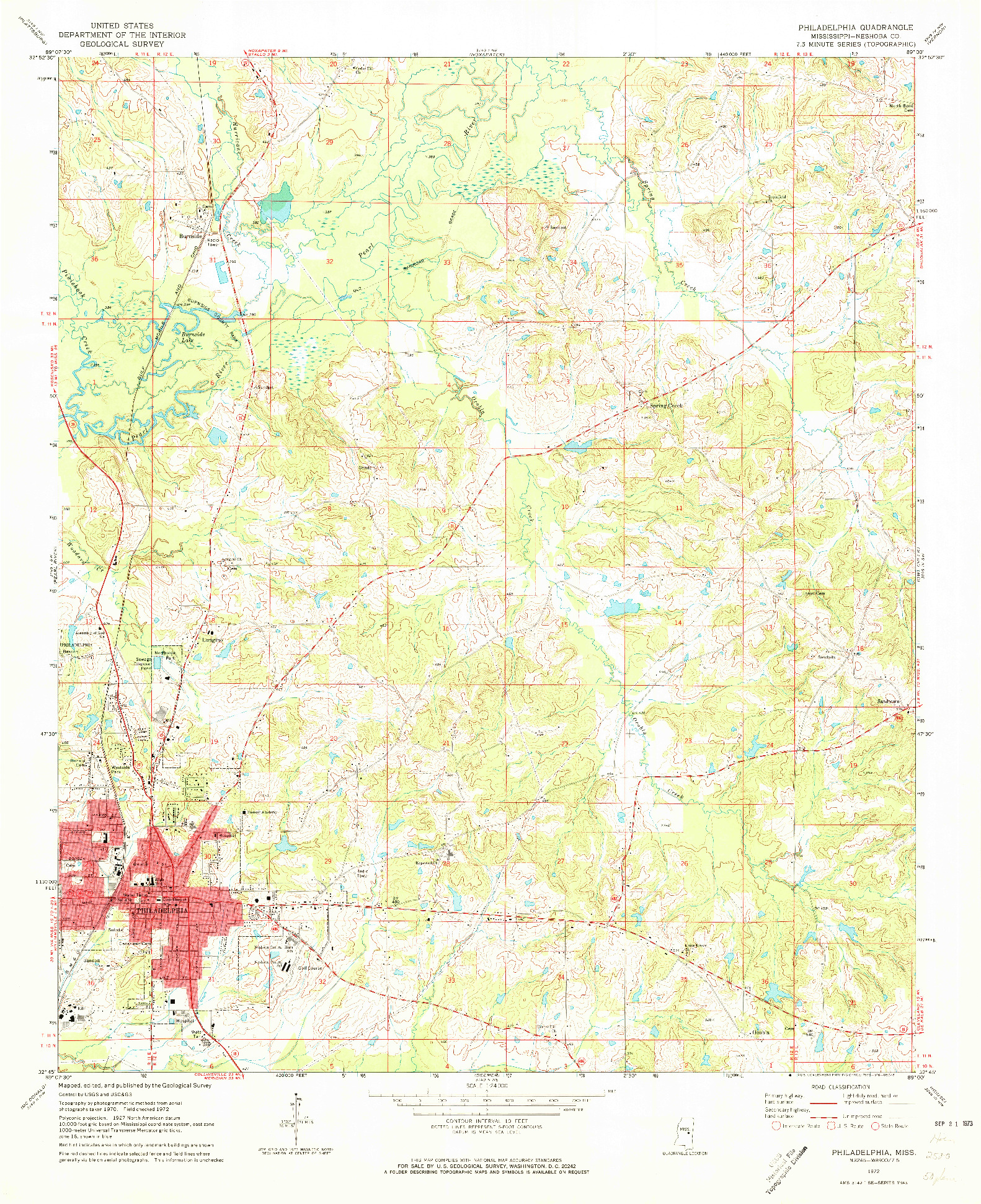 USGS 1:24000-SCALE QUADRANGLE FOR PHILADELPHIA, MS 1972
