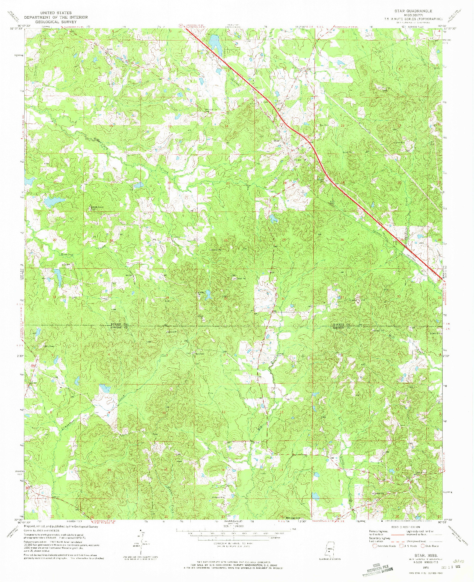 USGS 1:24000-SCALE QUADRANGLE FOR STAR, MS 1971