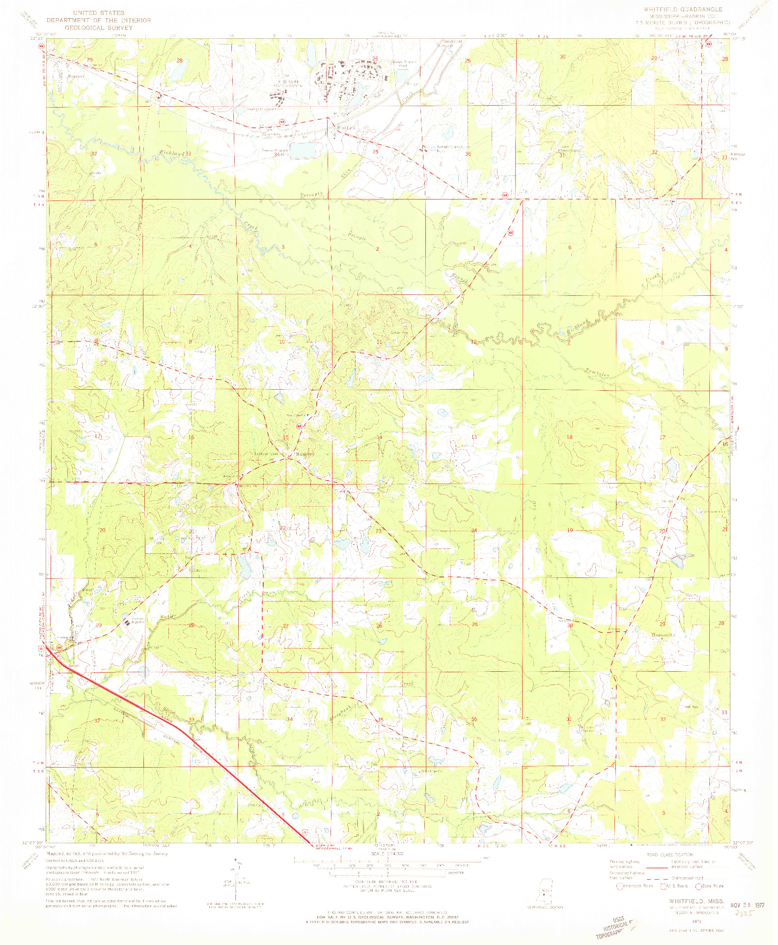 USGS 1:24000-SCALE QUADRANGLE FOR WHITFIELD, MS 1971