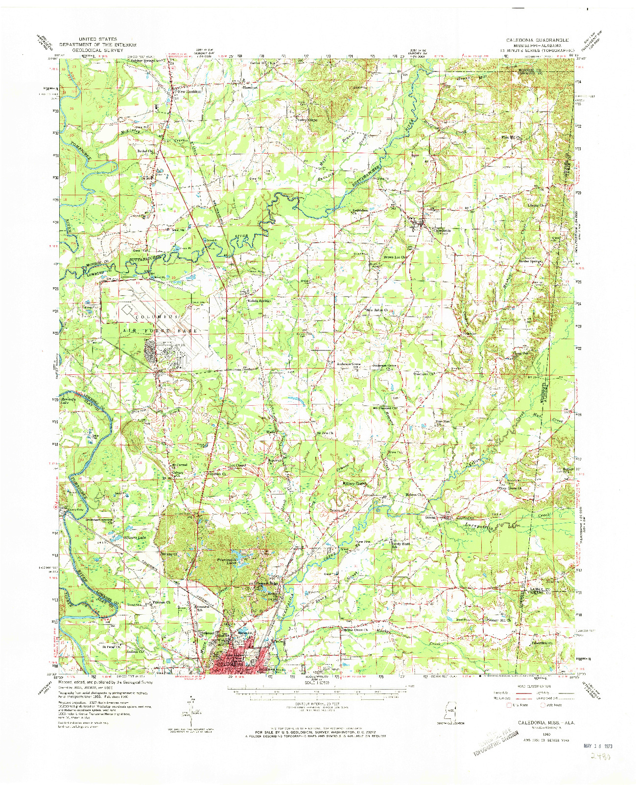 USGS 1:62500-SCALE QUADRANGLE FOR CALEDONIA, MS 1960