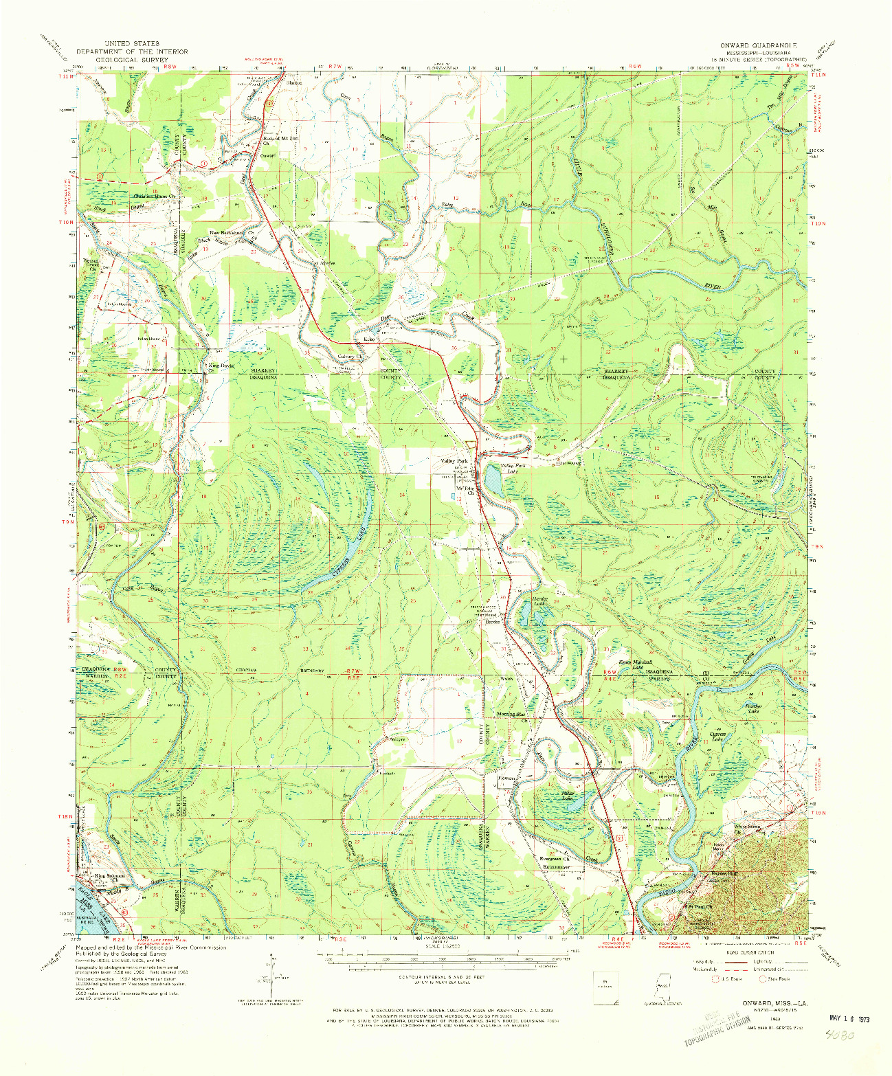 USGS 1:62500-SCALE QUADRANGLE FOR ONWARD, MS 1963