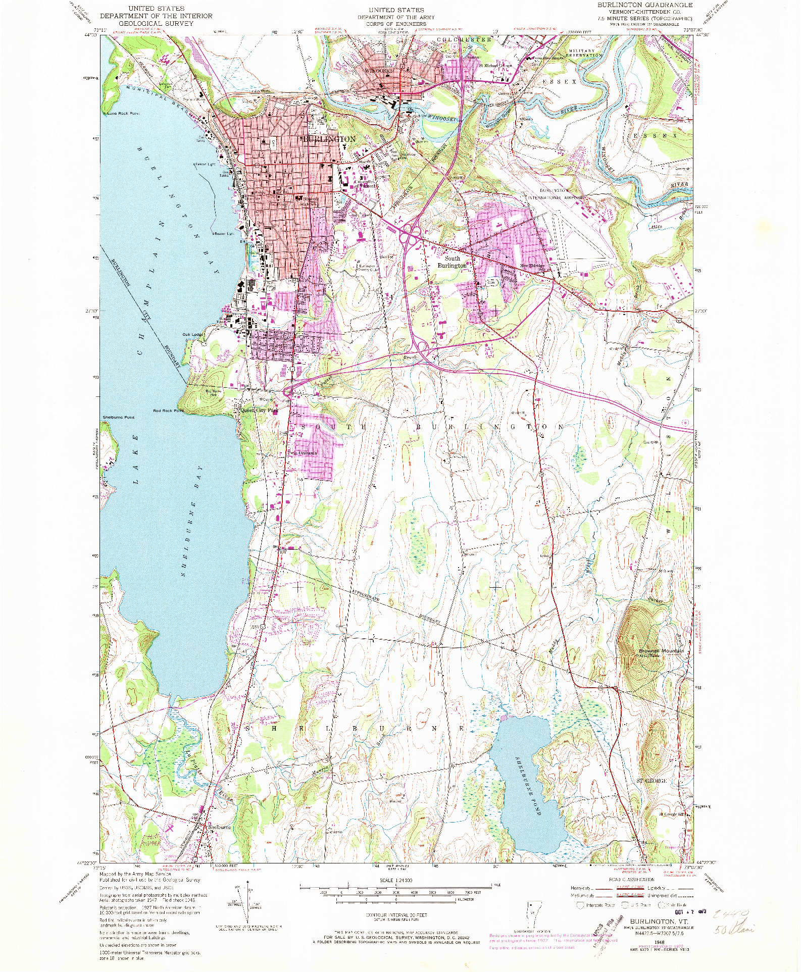 USGS 1:24000-SCALE QUADRANGLE FOR BURLINGTON, VT 1948