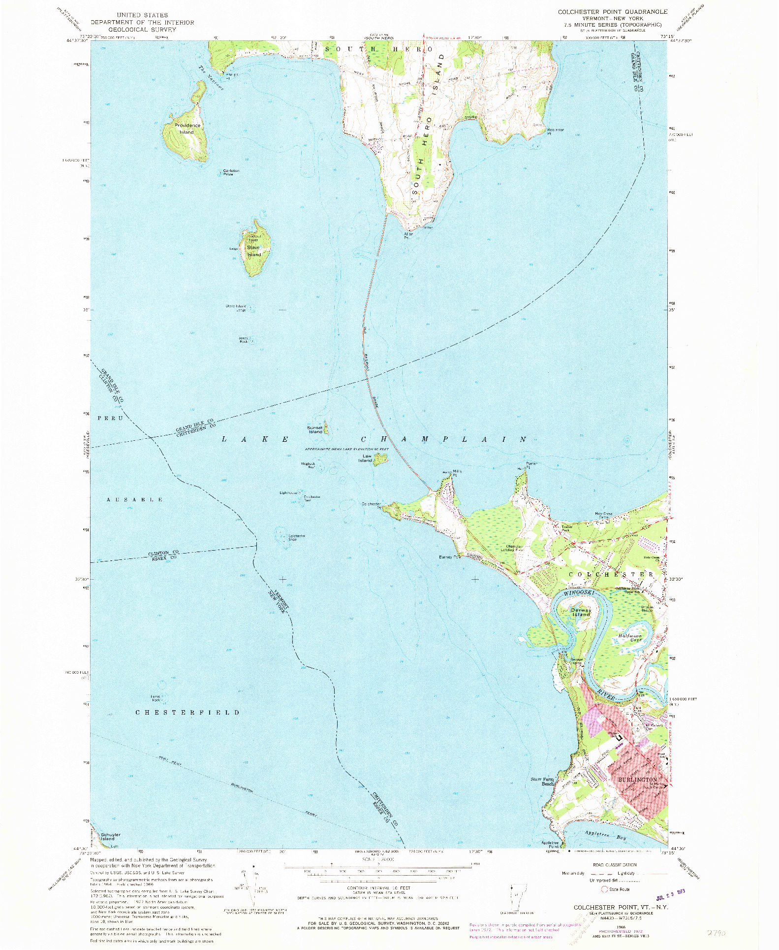 USGS 1:24000-SCALE QUADRANGLE FOR COLCHESTER POINT, VT 1966